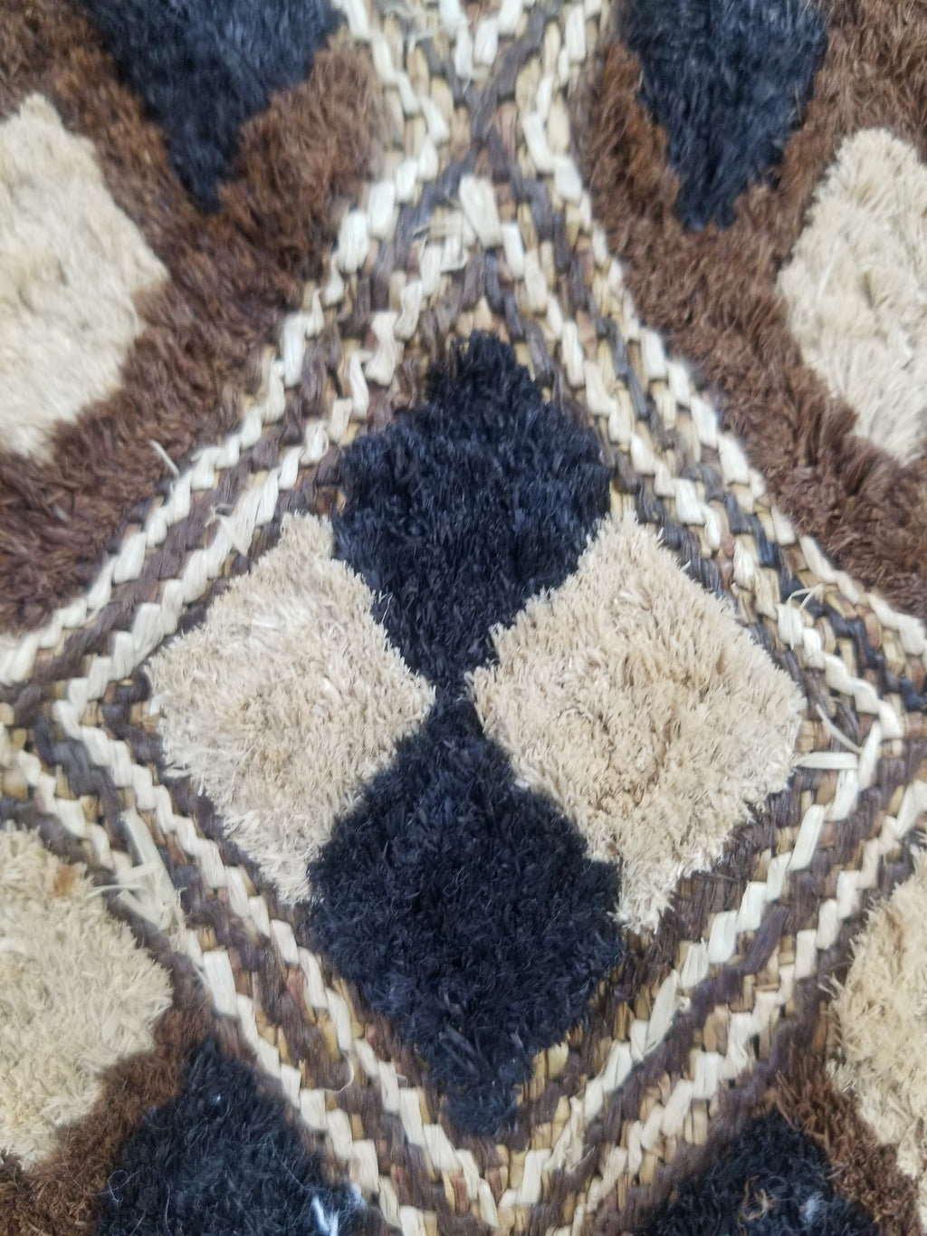 Vintage African Handwoven Kuba Cloth Raffia Textile Panel 61x46cm