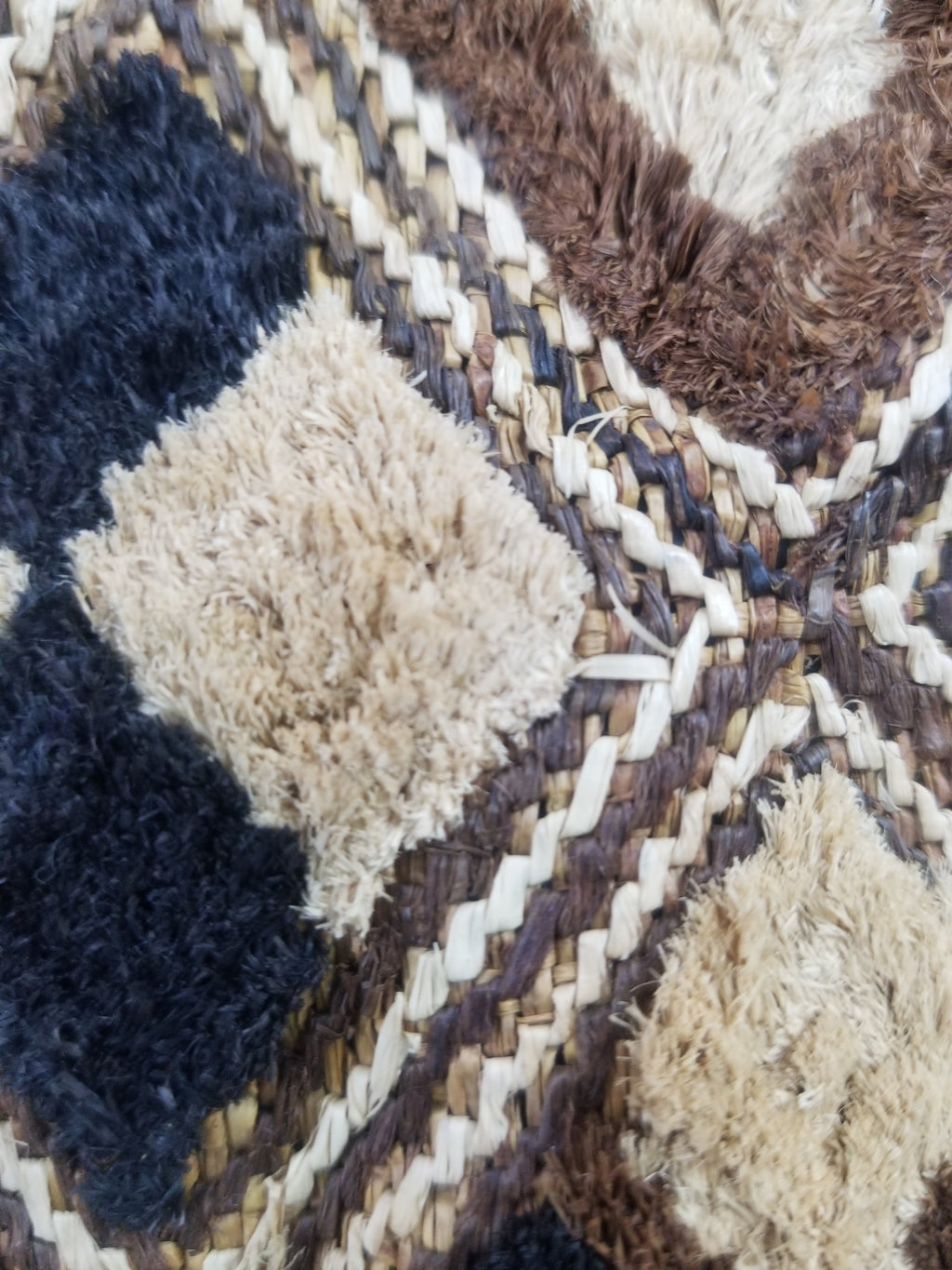 Vintage African Handwoven Kuba Cloth Raffia Textile Panel 61x46cm