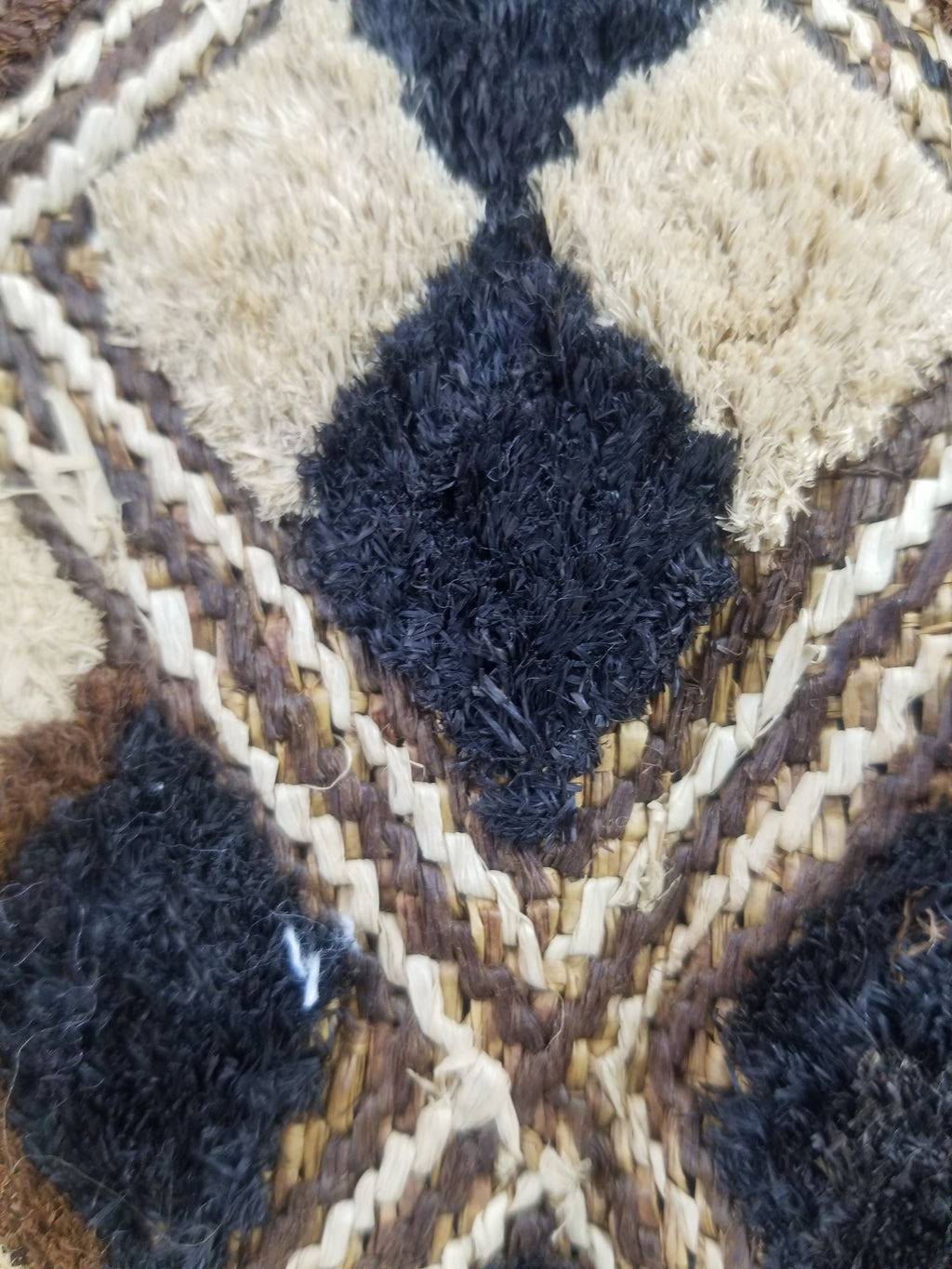 Vintage African Handwoven Kuba Cloth Raffia Textile Panel 61x46cm