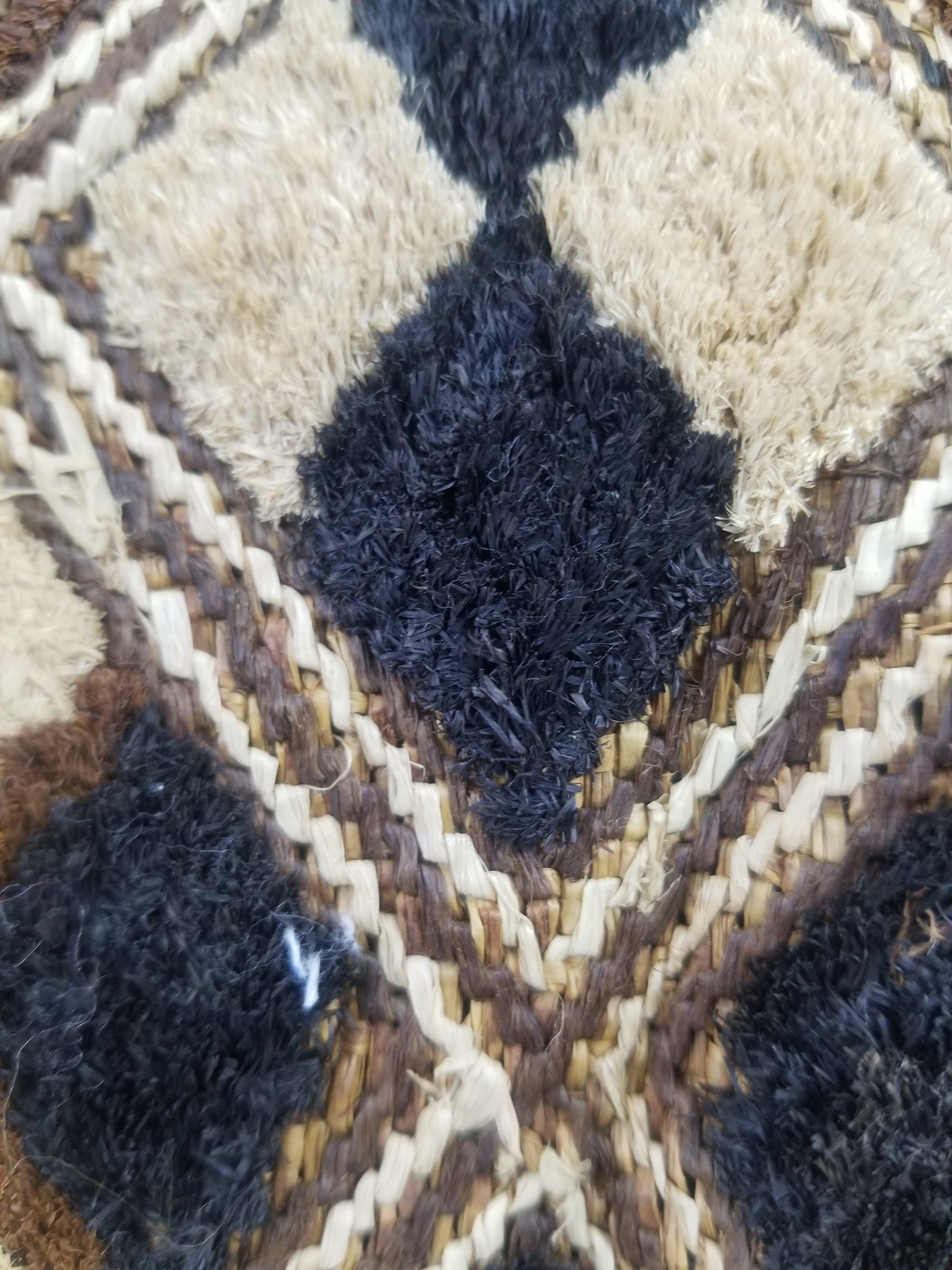 Vintage African Handwoven Kuba Cloth Raffia Textile Panel 61x46cm