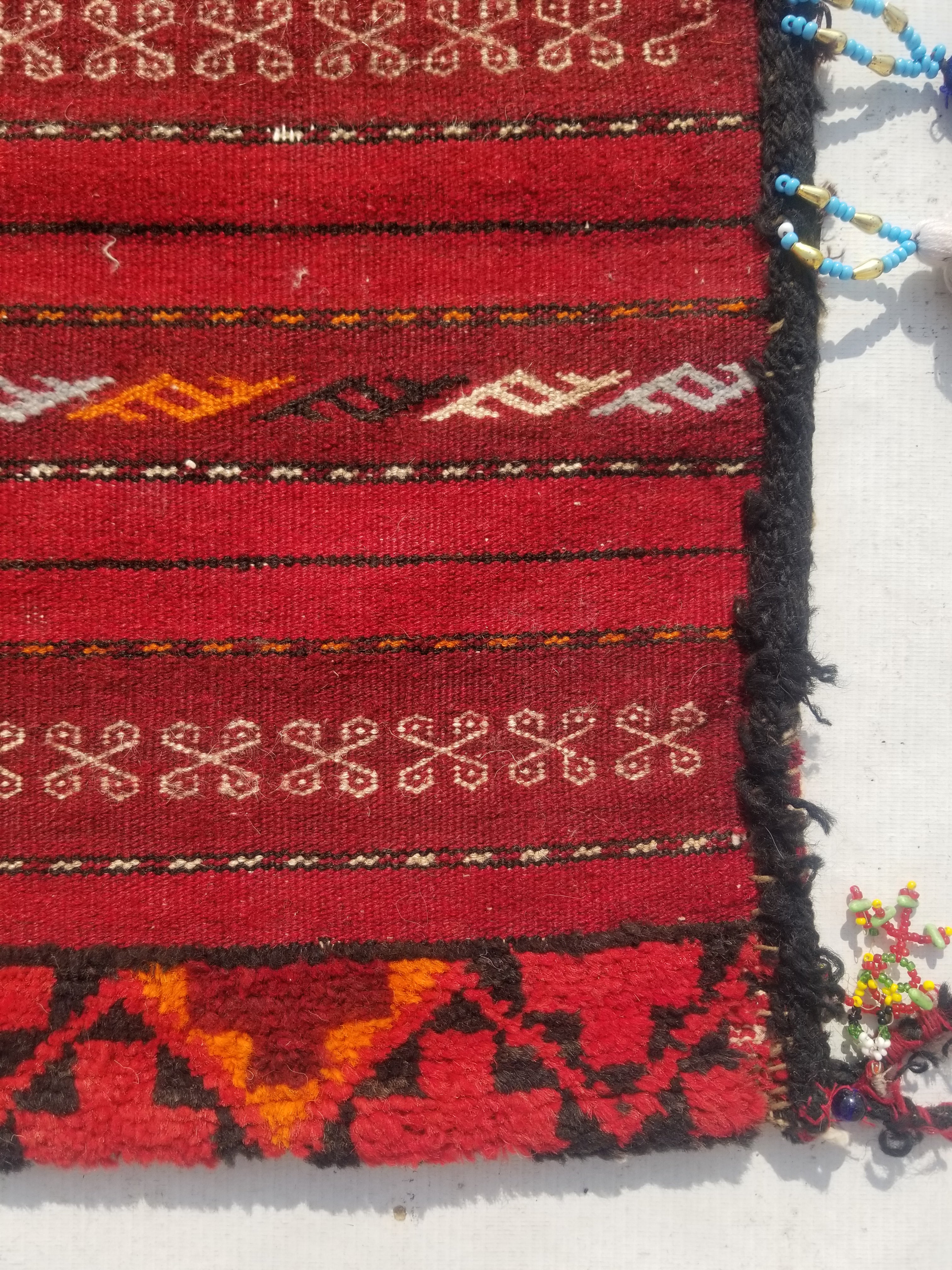 Vintage Traditional Handmade Kurdish Wool Multicolor Saddle Bag 128x62cm