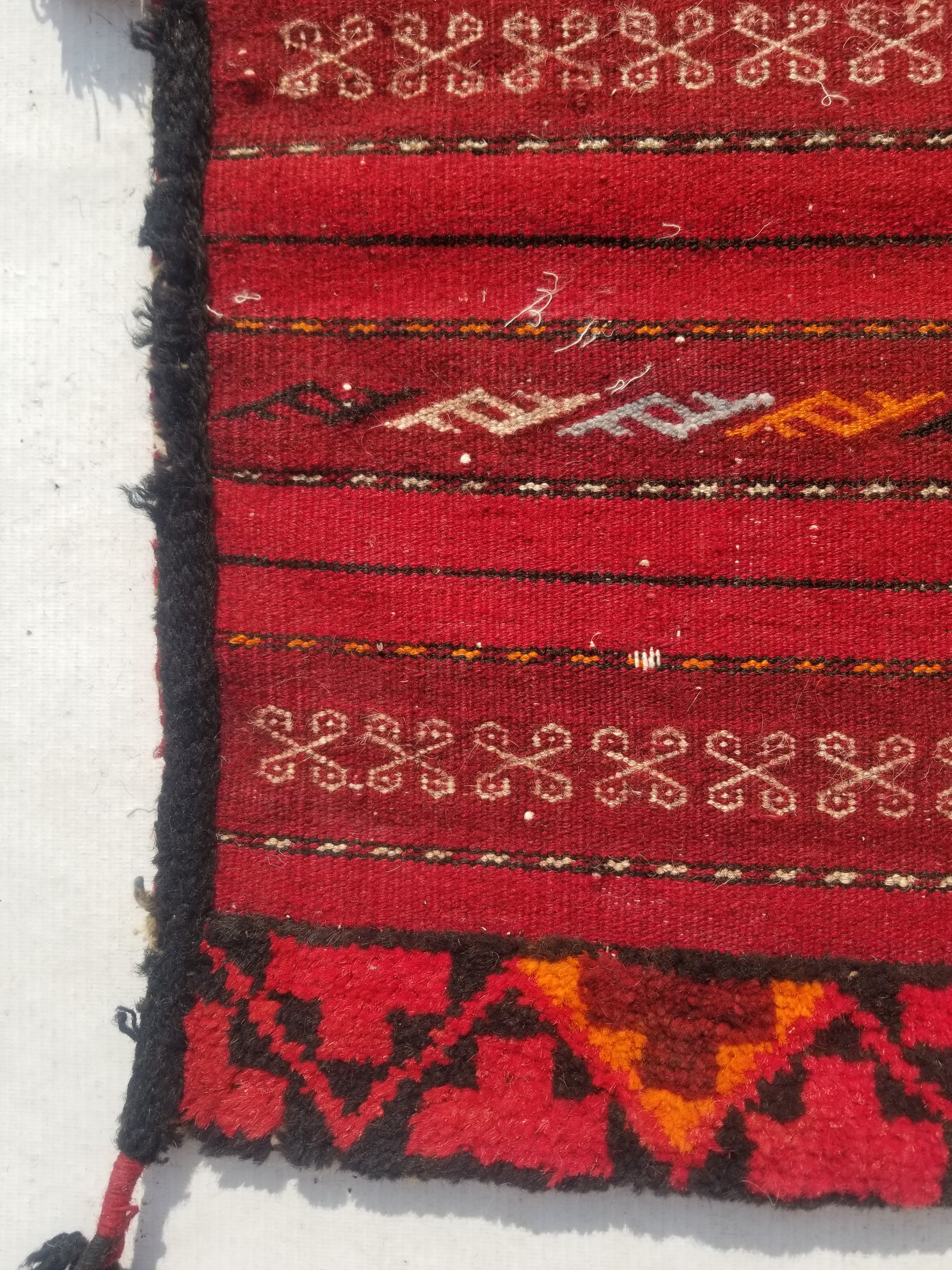 Vintage Traditional Handmade Kurdish Wool Multicolor Saddle Bag 128x62cm