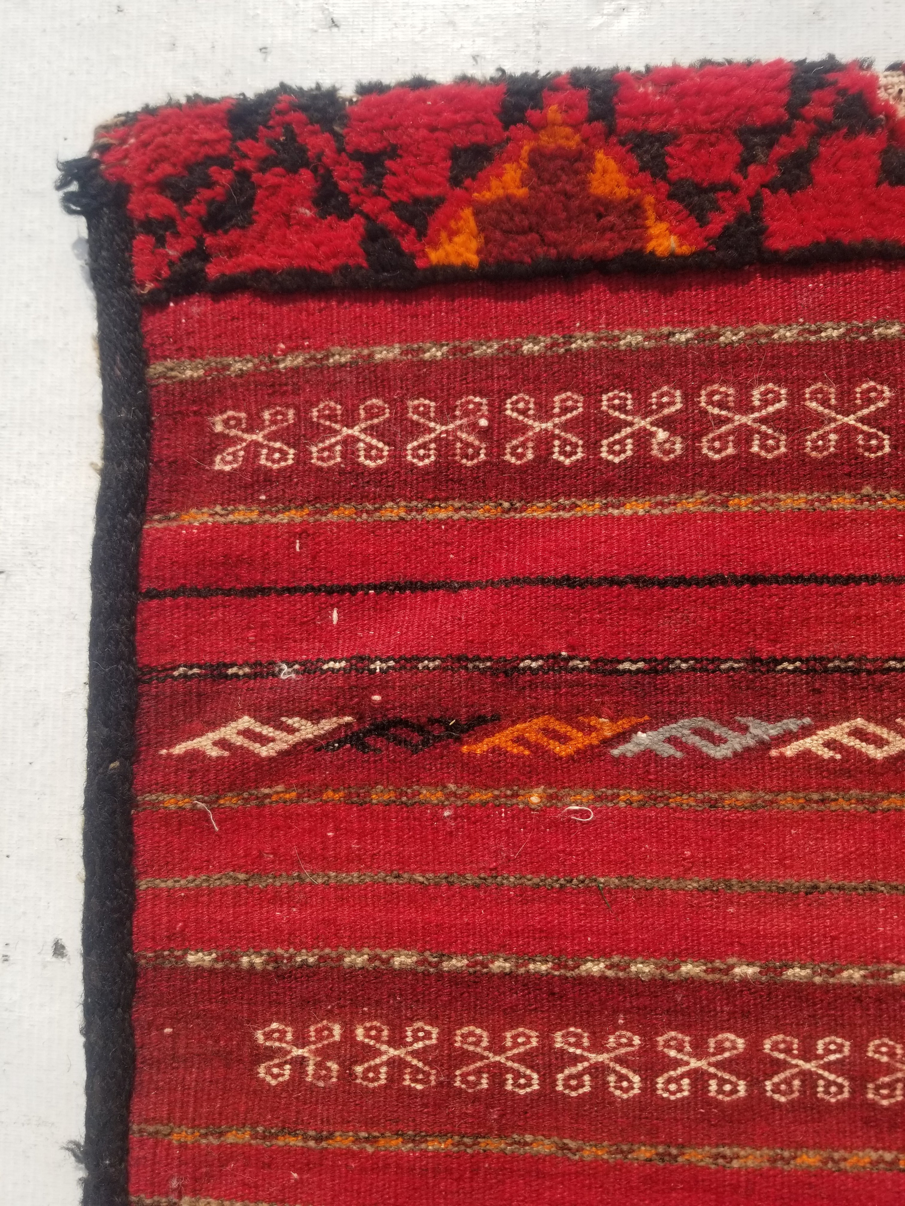 Vintage Traditional Handmade Kurdish Wool Multicolor Saddle Bag 128x62cm