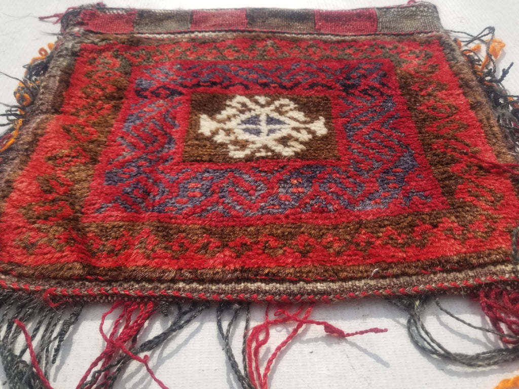 Antique Traditional Handmade Afghan Wool Multicolor Saddle Bag 34x29cm