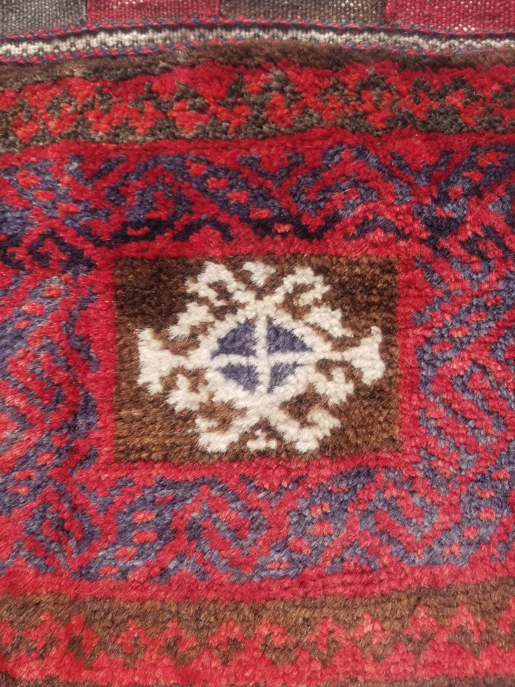 Antique Traditional Handmade Afghan Wool Multicolor Saddle Bag 34x29cm