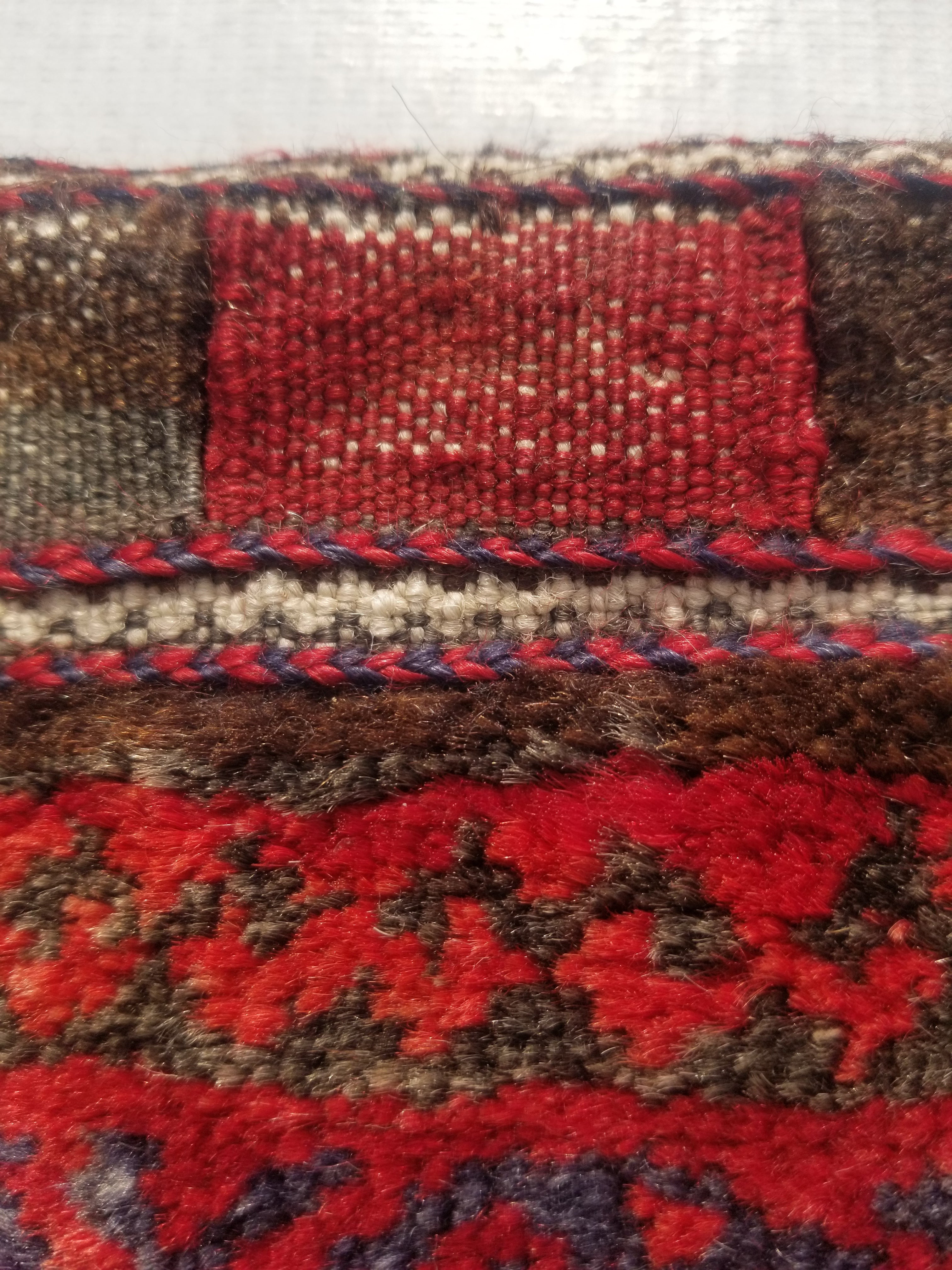 Antique Traditional Handmade Afghan Wool Multicolor Saddle Bag 34x29cm