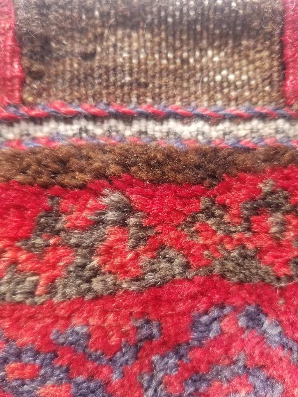Antique Traditional Handmade Afghan Wool Multicolor Saddle Bag 34x29cm