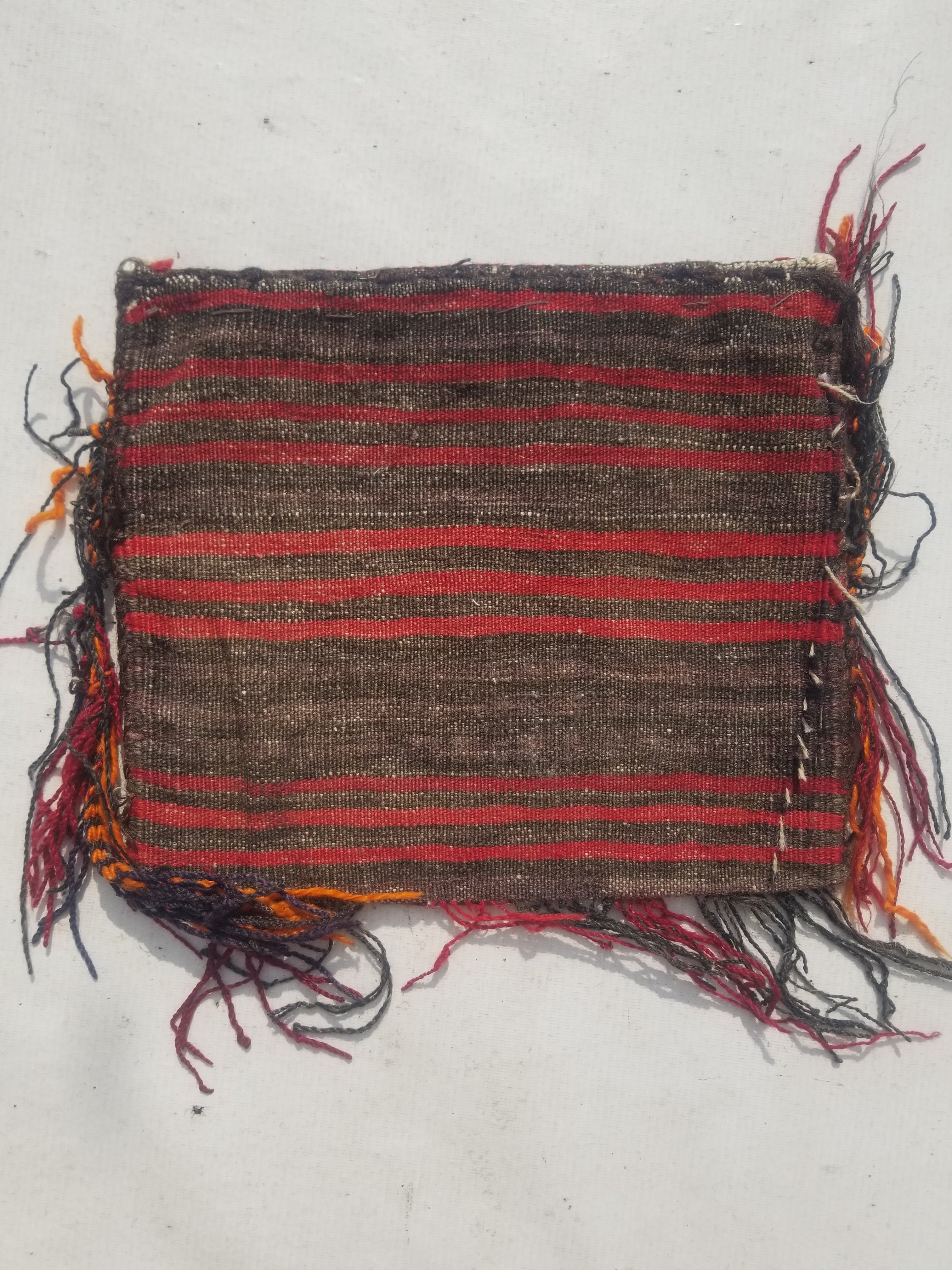 Antique Traditional Handmade Afghan Wool Multicolor Saddle Bag 34x29cm