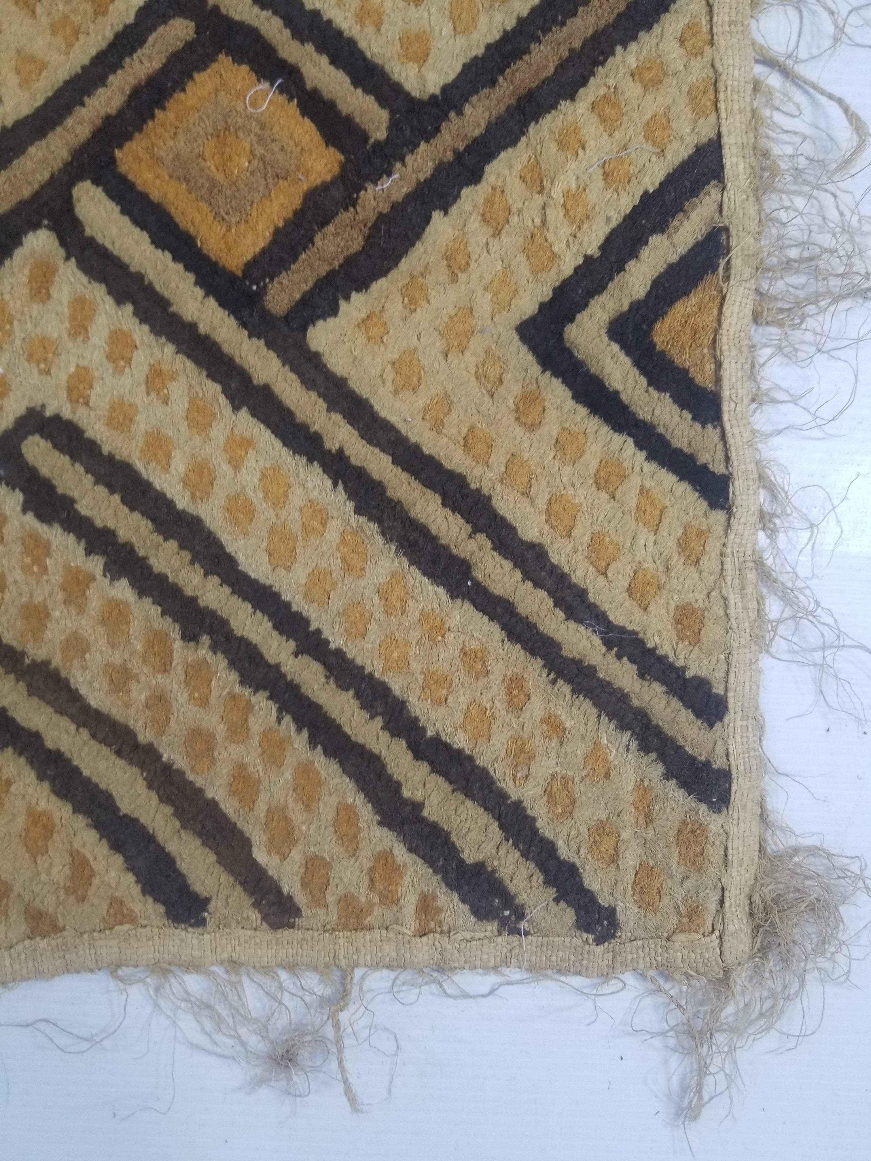 Vintage African Handwoven Kuba Cloth Textile Panel 72x63cm