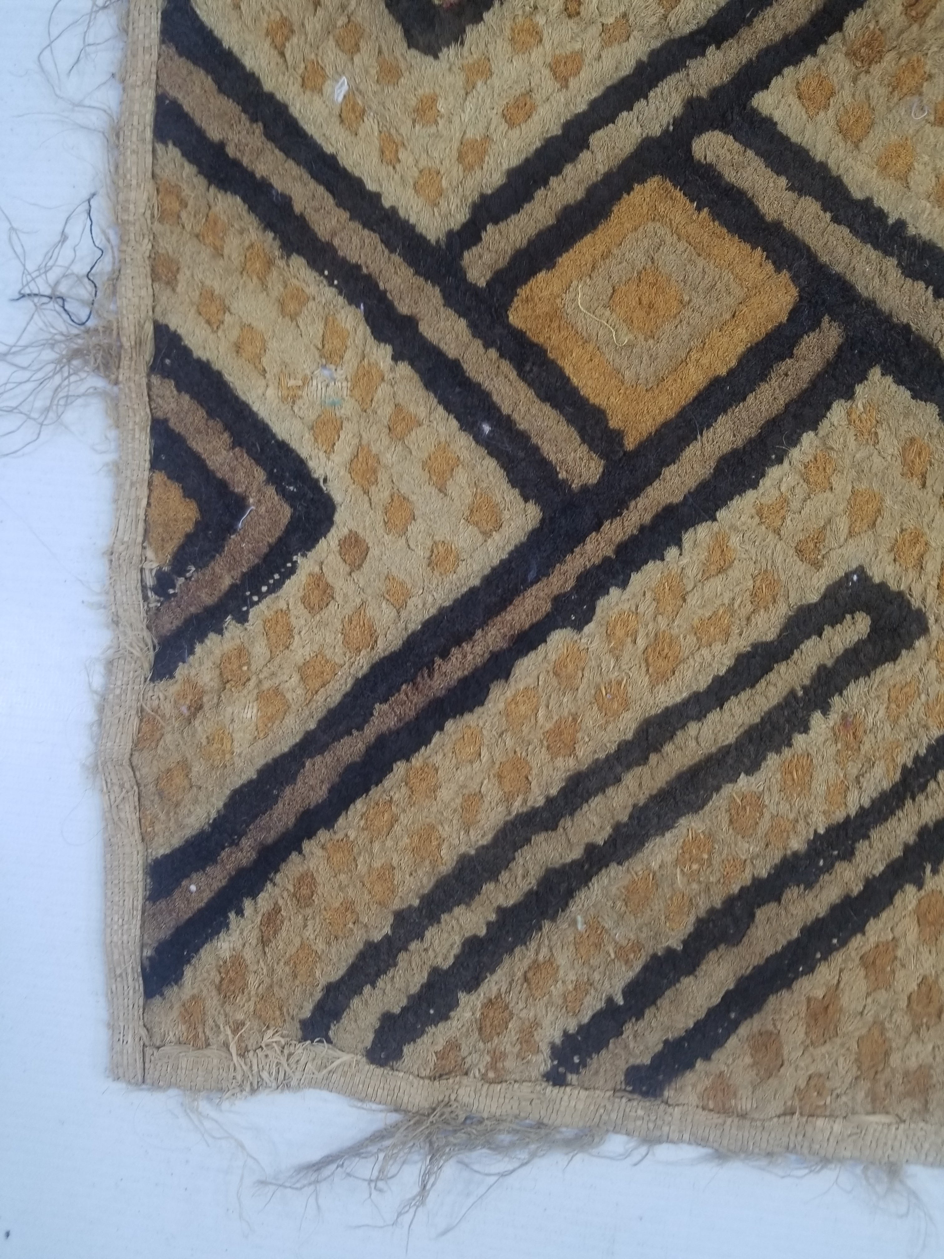 Vintage African Handwoven Kuba Cloth Textile Panel 72x63cm