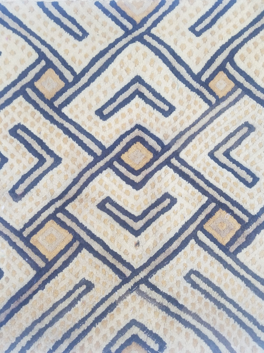 Vintage African Handwoven Kuba Cloth Textile Panel 72x63cm