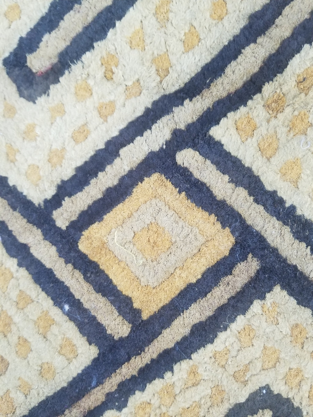 Vintage African Handwoven Kuba Cloth Textile Panel 72x63cm
