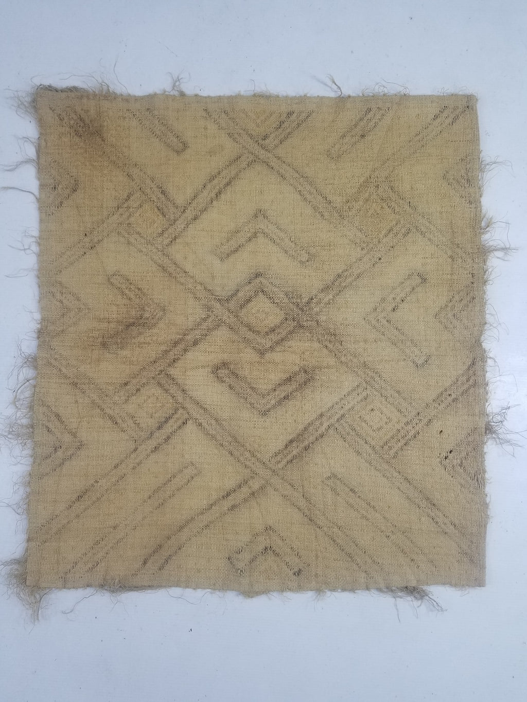 Vintage African Handwoven Kuba Cloth Textile Panel 72x63cm