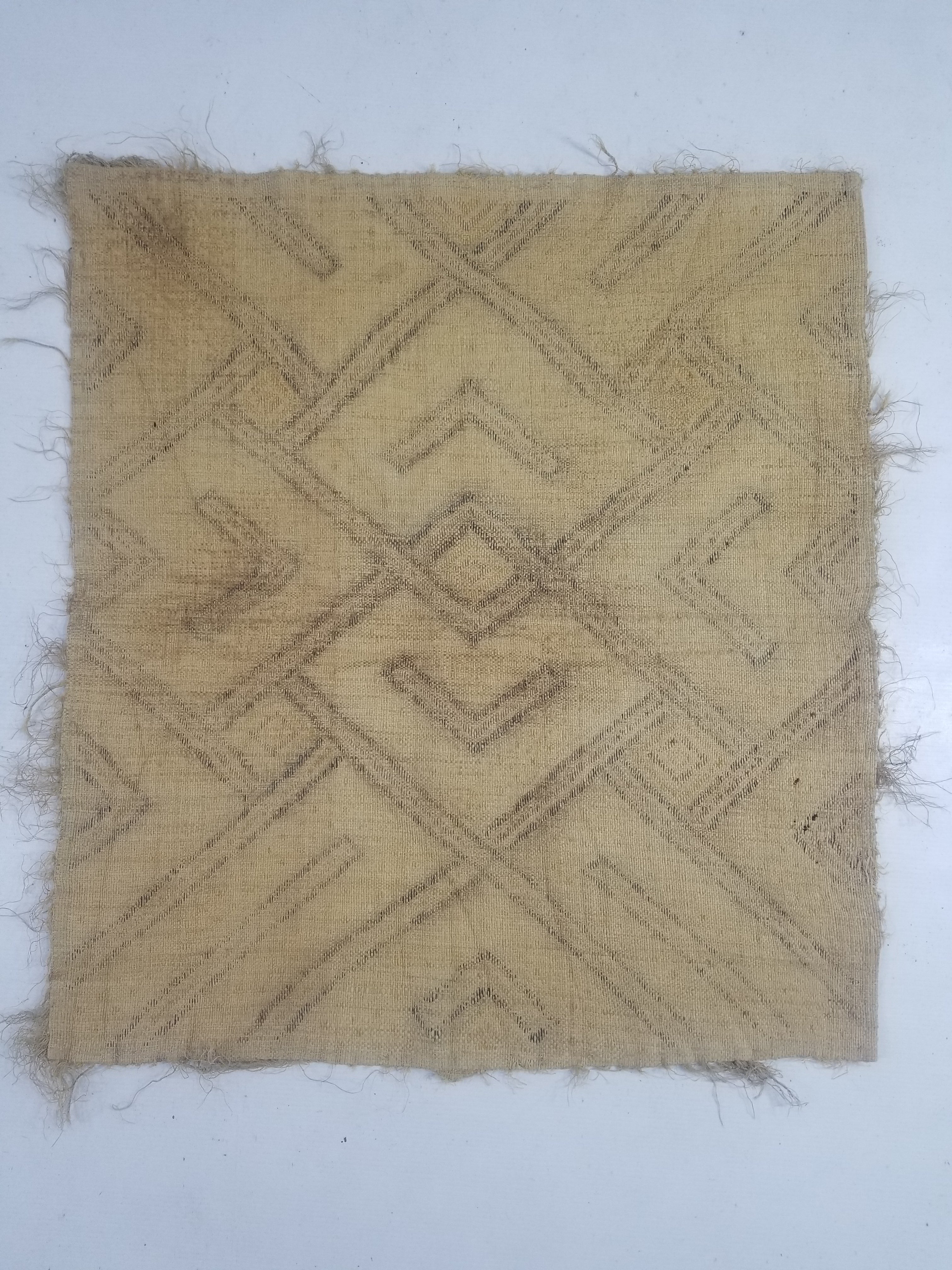 Vintage African Handwoven Kuba Cloth Textile Panel 72x63cm