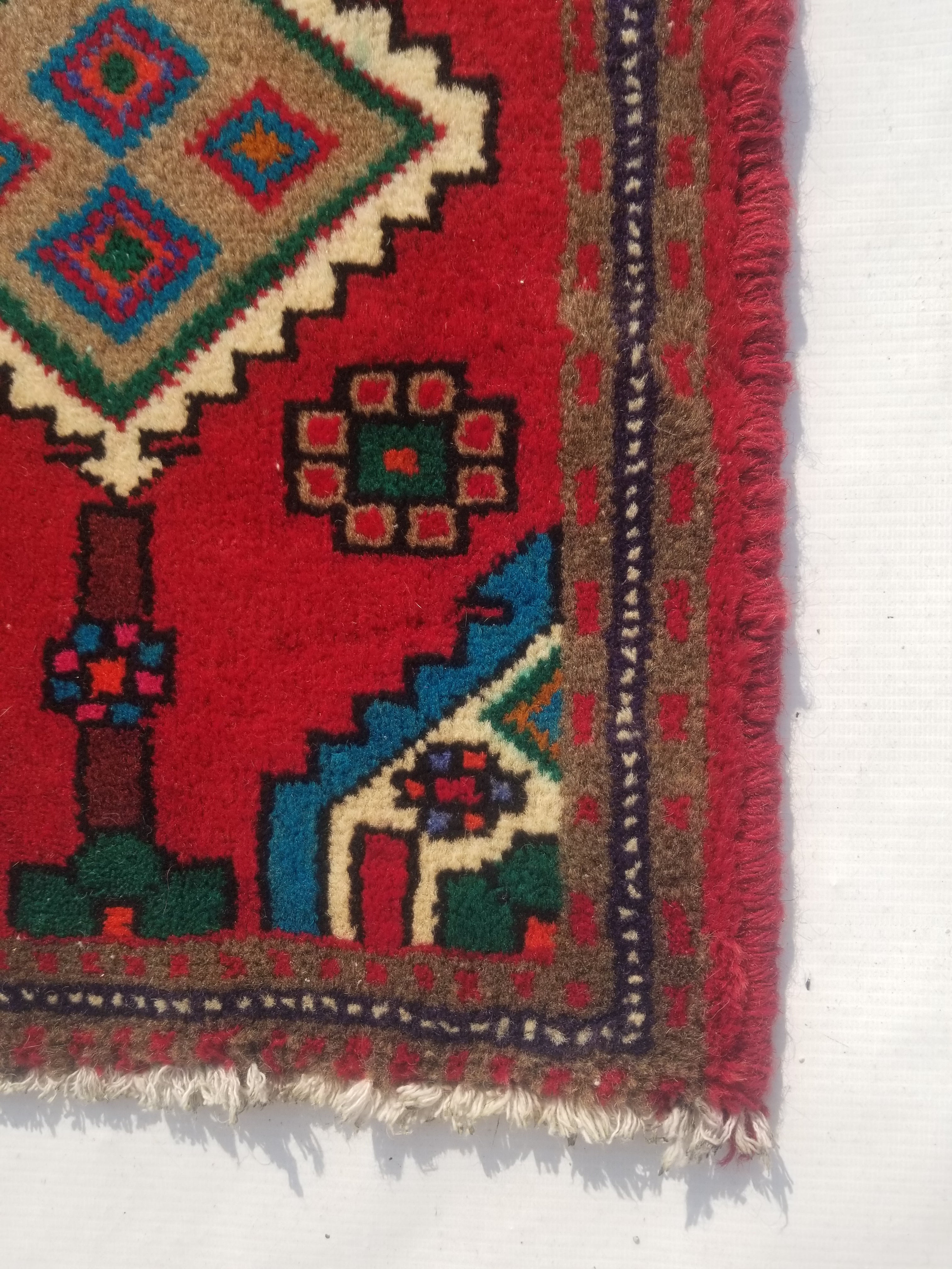 Vintage Traditional Handmade Turkish Wool Multicolor Rug 56x39cm