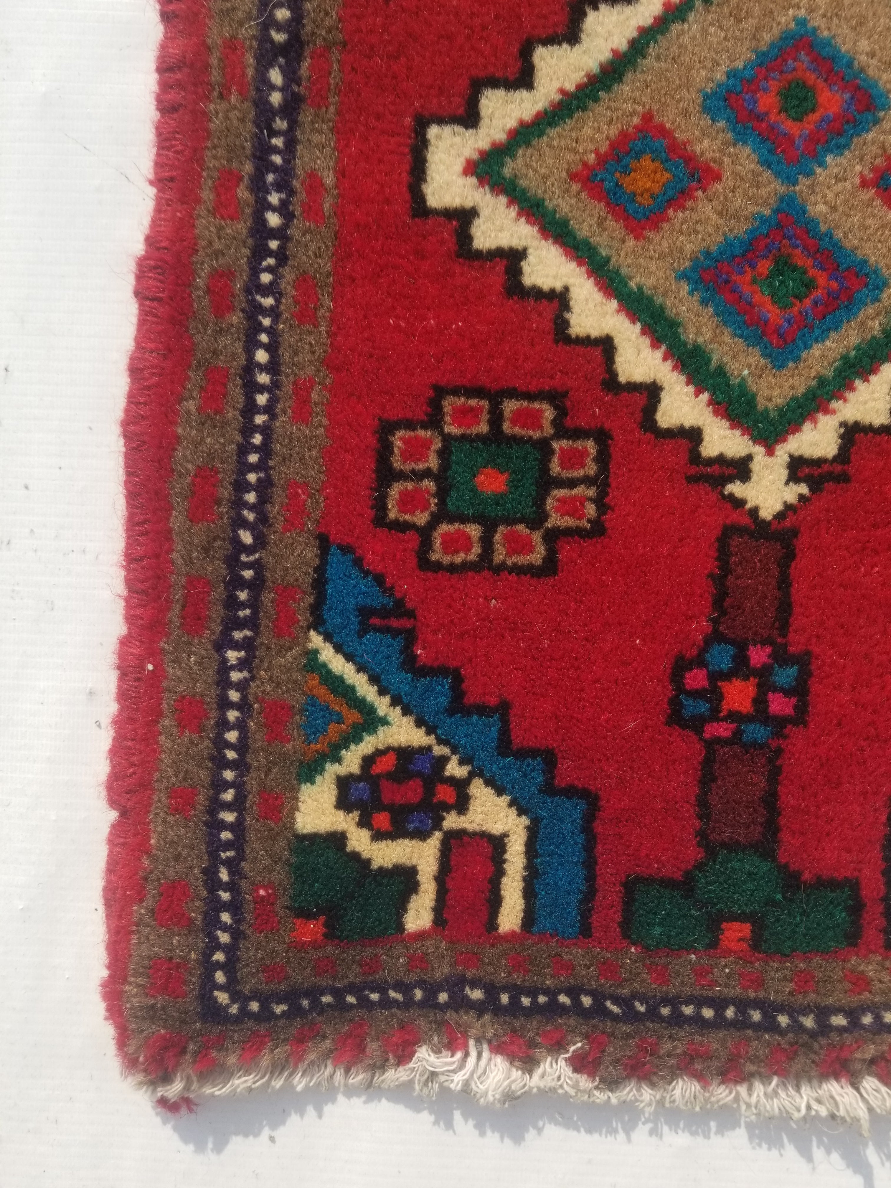 Vintage Traditional Handmade Turkish Wool Multicolor Rug 56x39cm