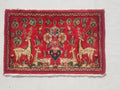Distressed Antique Traditional Handmade Hamadan Wool Multicolor Rug 83x52cm