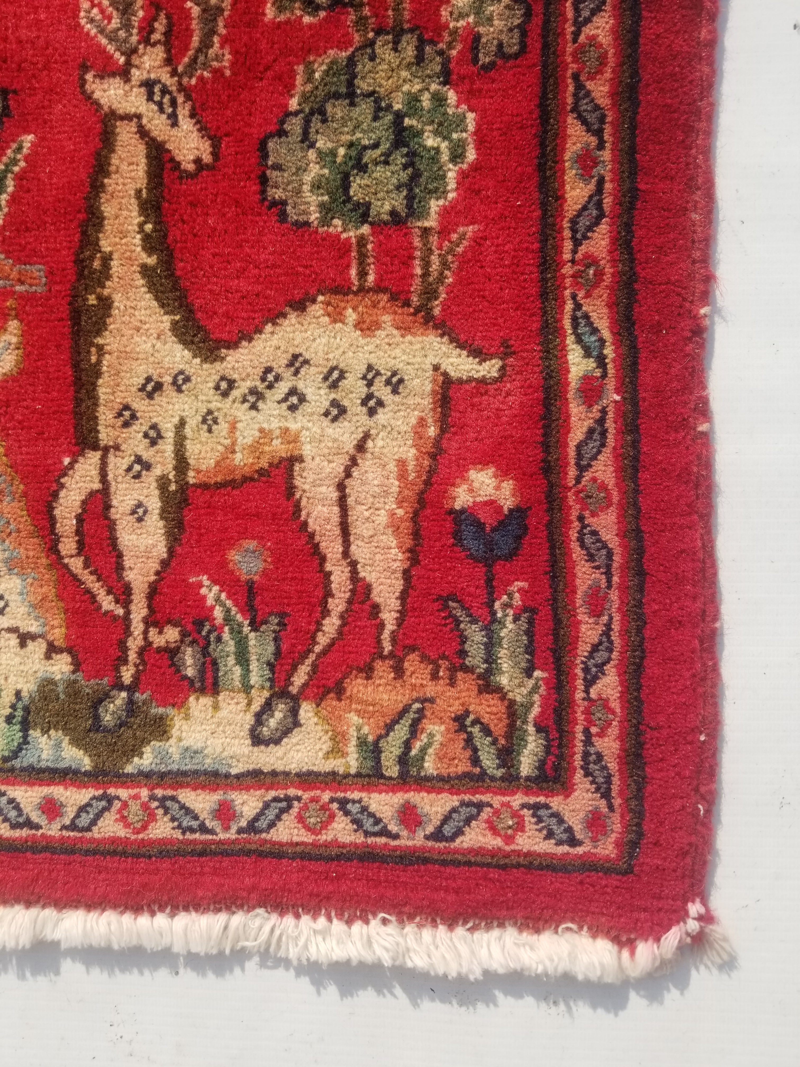 Distressed Antique Traditional Handmade Hamadan Wool Multicolor Rug 83x52cm
