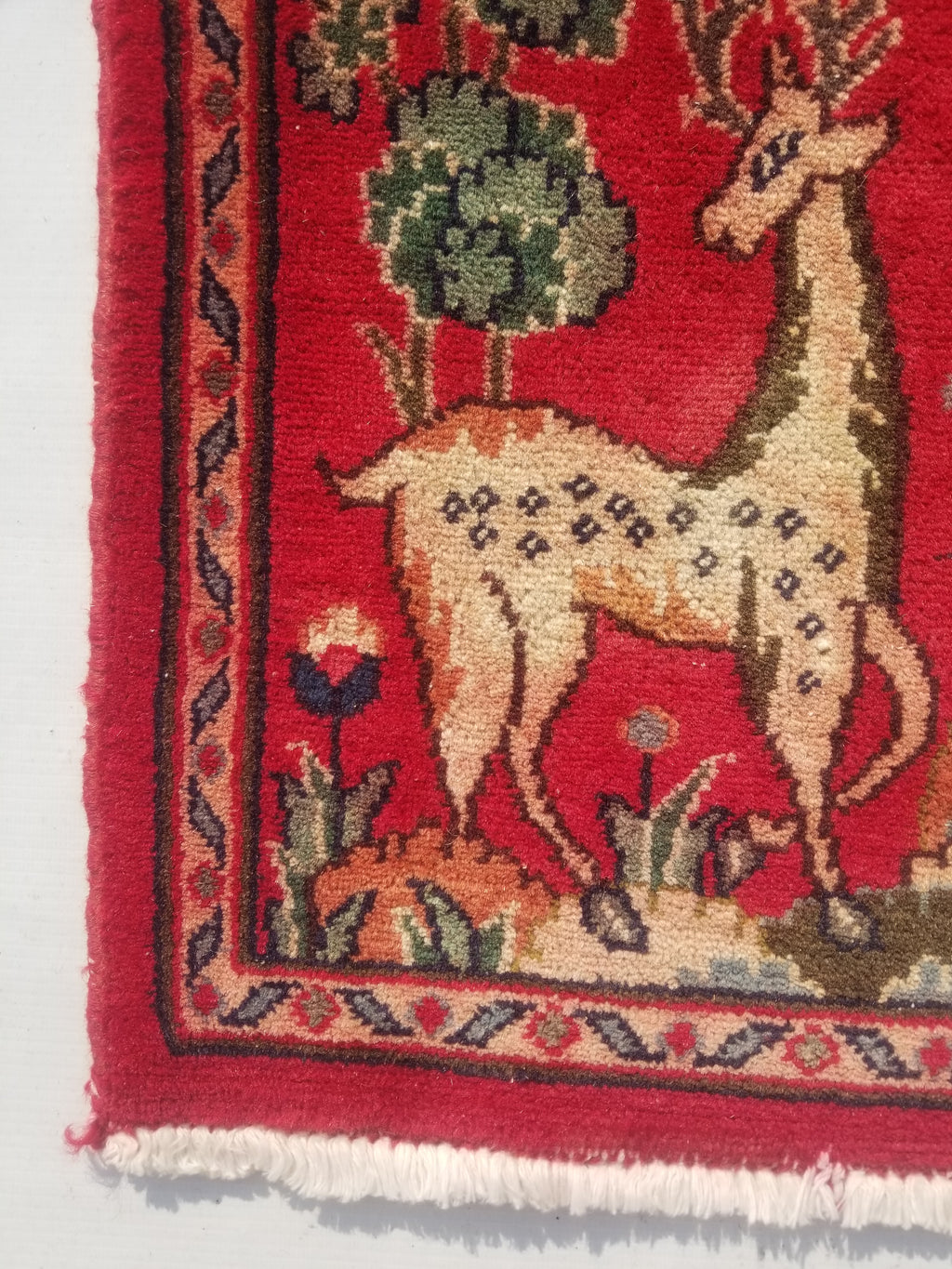 Distressed Antique Traditional Handmade Hamadan Wool Multicolor Rug 83x52cm