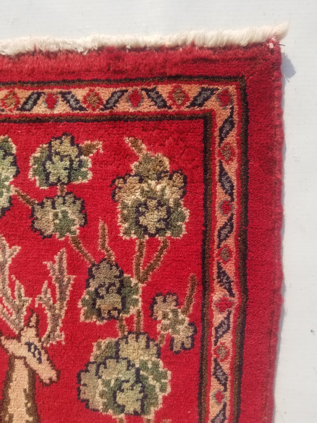 Distressed Antique Traditional Handmade Hamadan Wool Multicolor Rug 83x52cm