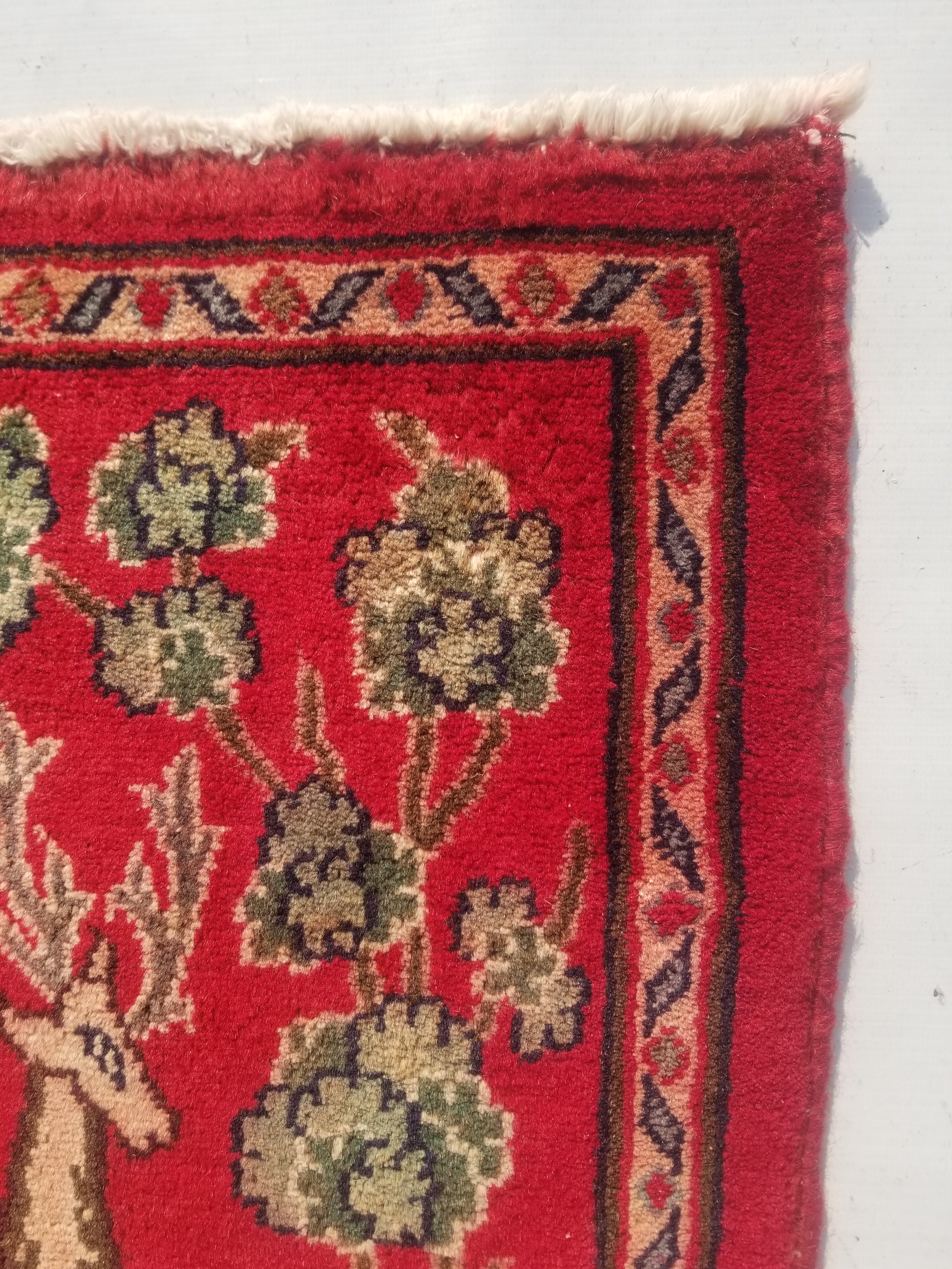 Distressed Antique Traditional Handmade Hamadan Wool Multicolor Rug 83x52cm
