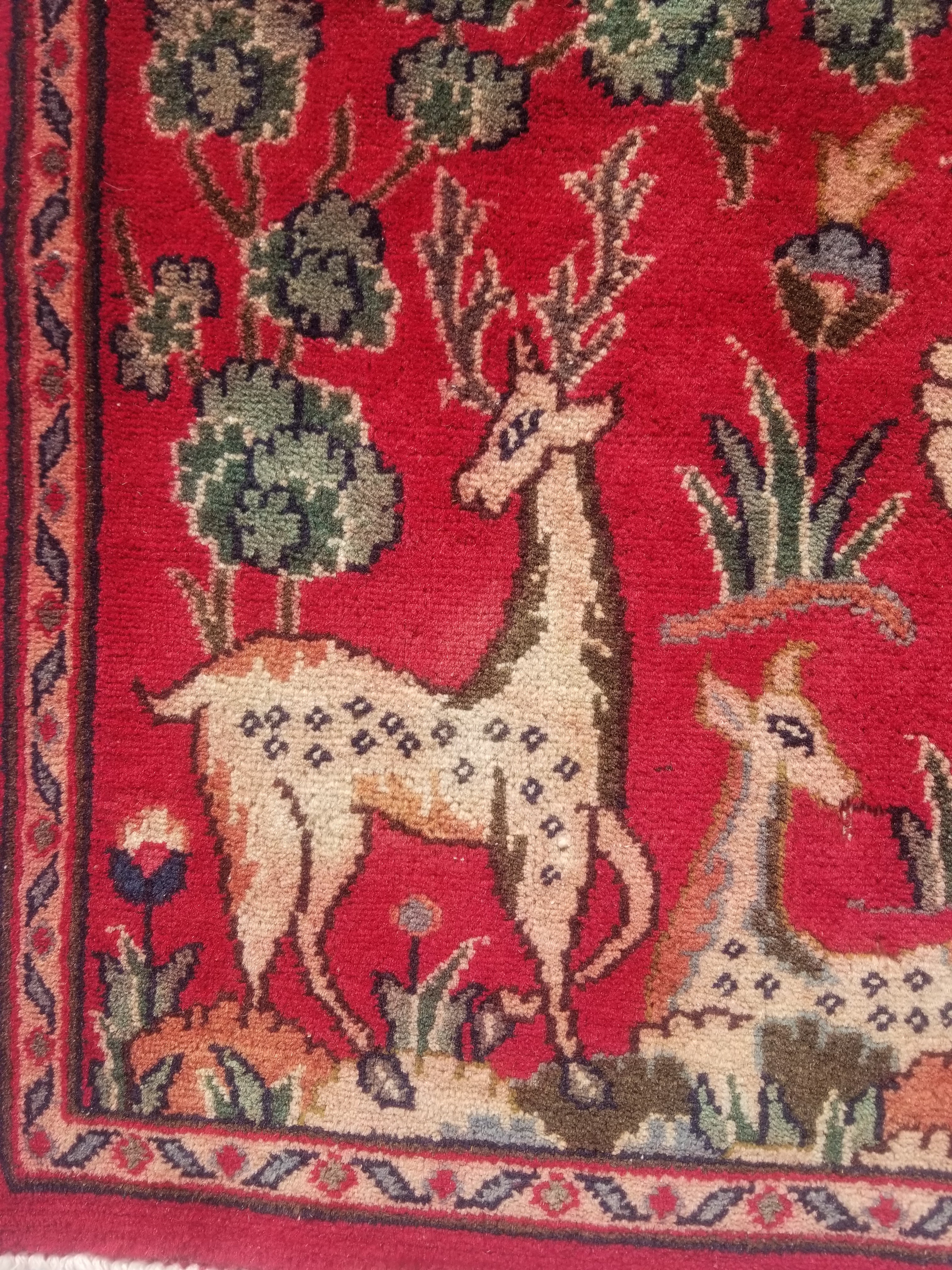 Distressed Antique Traditional Handmade Hamadan Wool Multicolor Rug 83x52cm