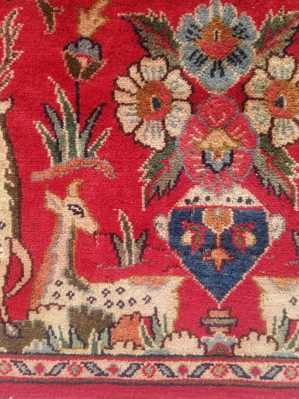Distressed Antique Traditional Handmade Hamadan Wool Multicolor Rug 83x52cm