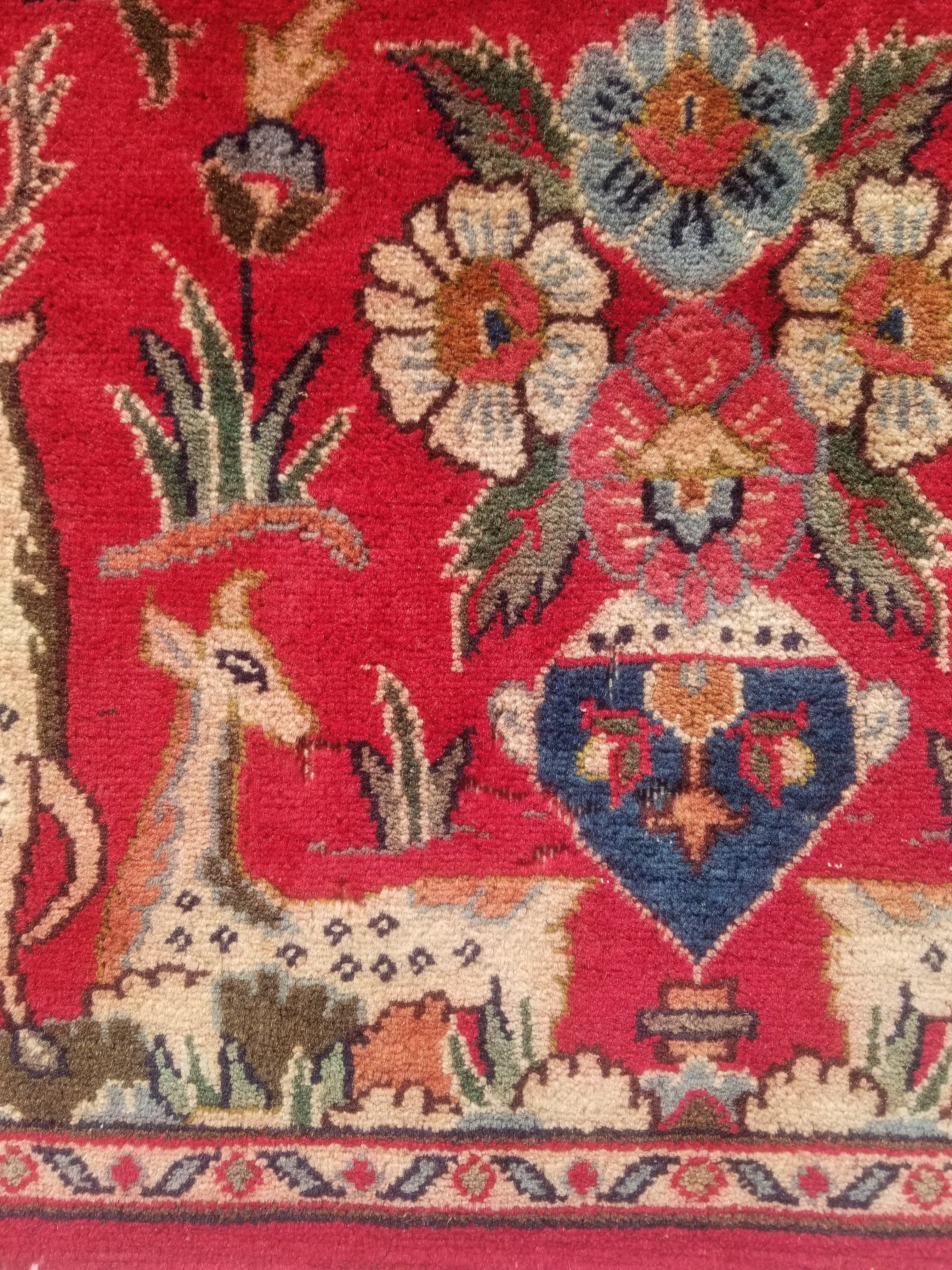 Distressed Antique Traditional Handmade Hamadan Wool Multicolor Rug 83x52cm