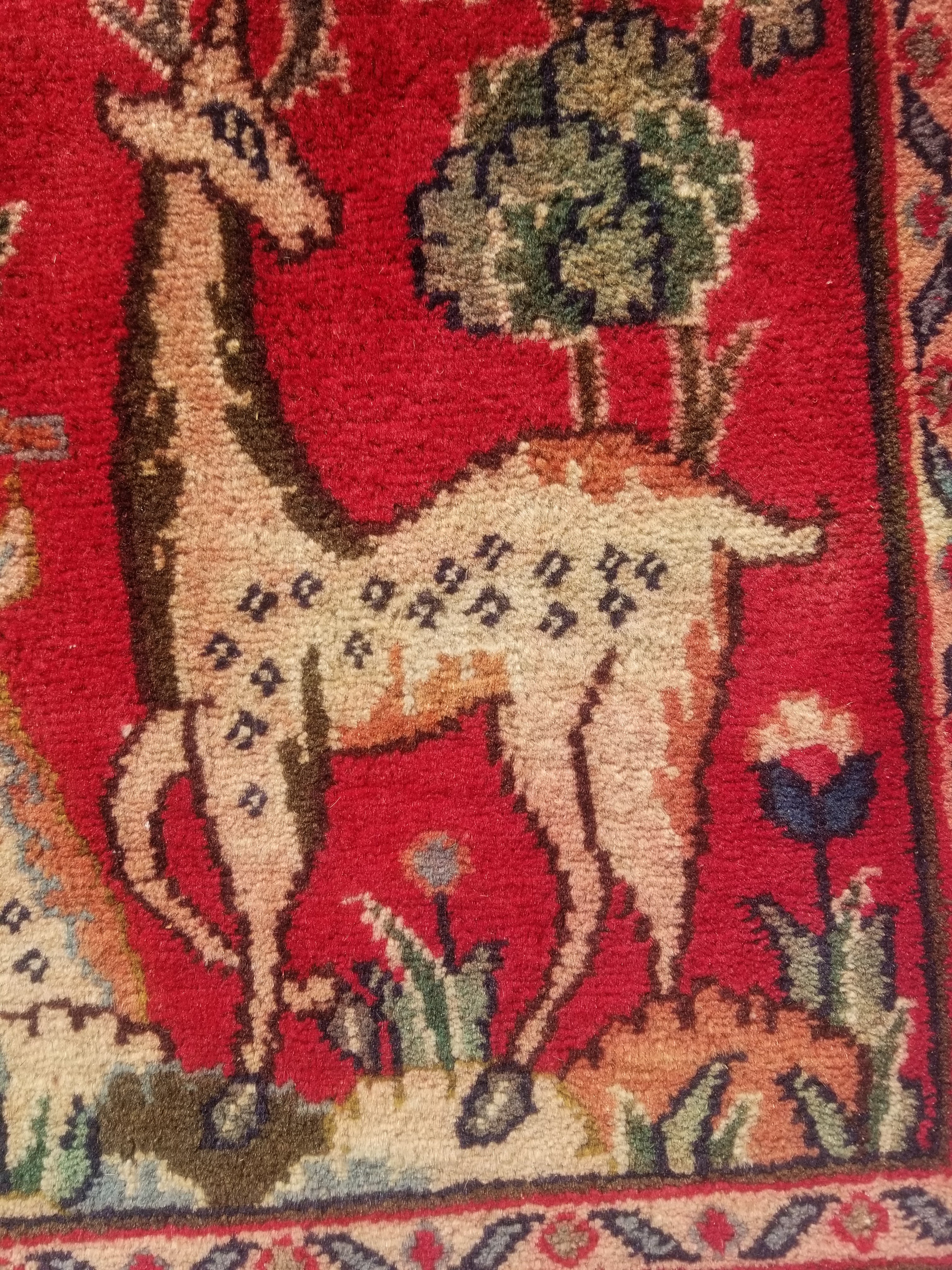 Distressed Antique Traditional Handmade Hamadan Wool Multicolor Rug 83x52cm