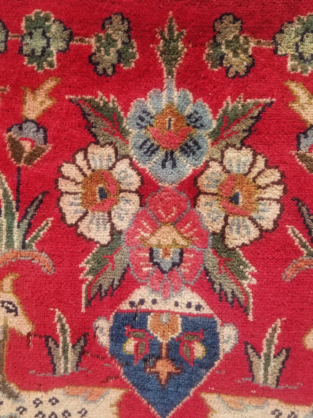 Distressed Antique Traditional Handmade Hamadan Wool Multicolor Rug 83x52cm