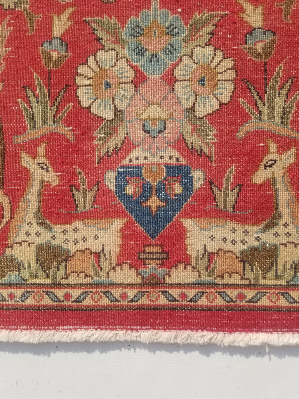 Distressed Antique Traditional Handmade Hamadan Wool Multicolor Rug 83x52cm