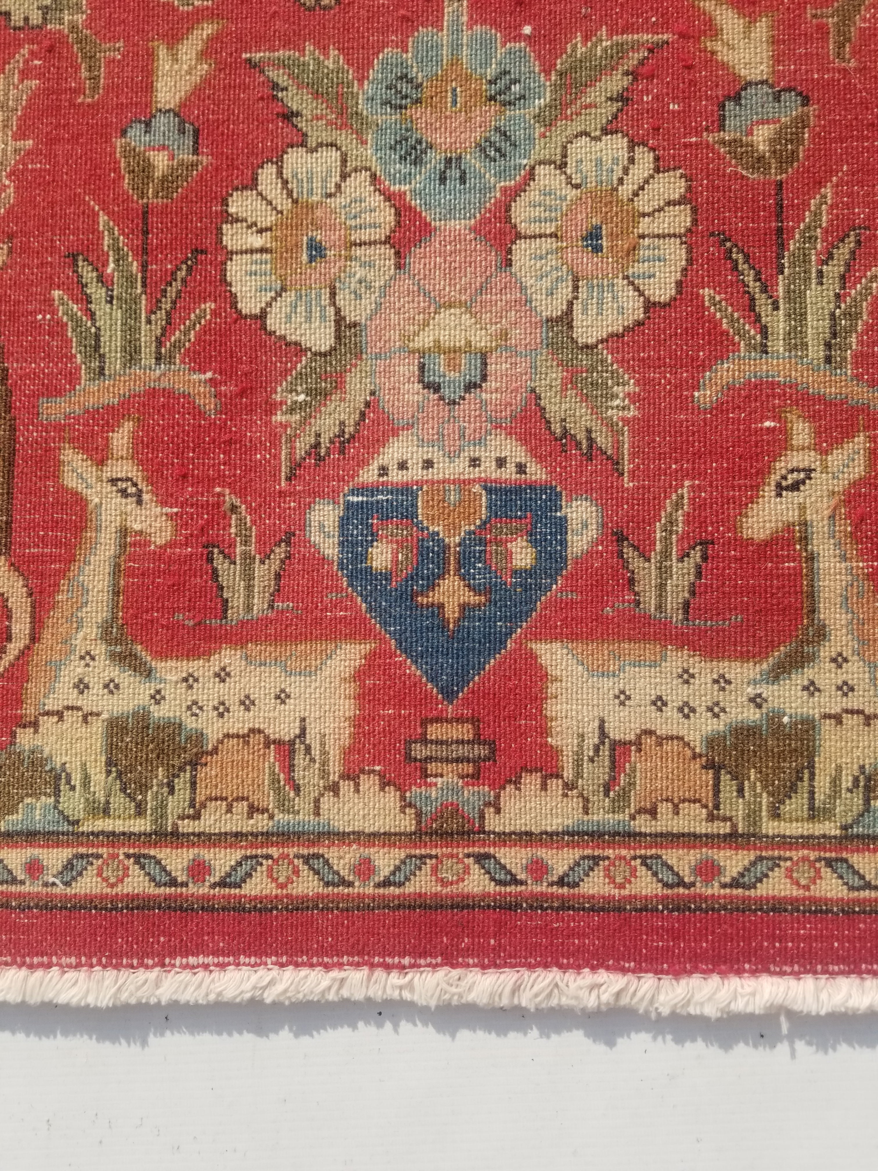 Distressed Antique Traditional Handmade Hamadan Wool Multicolor Rug 83x52cm