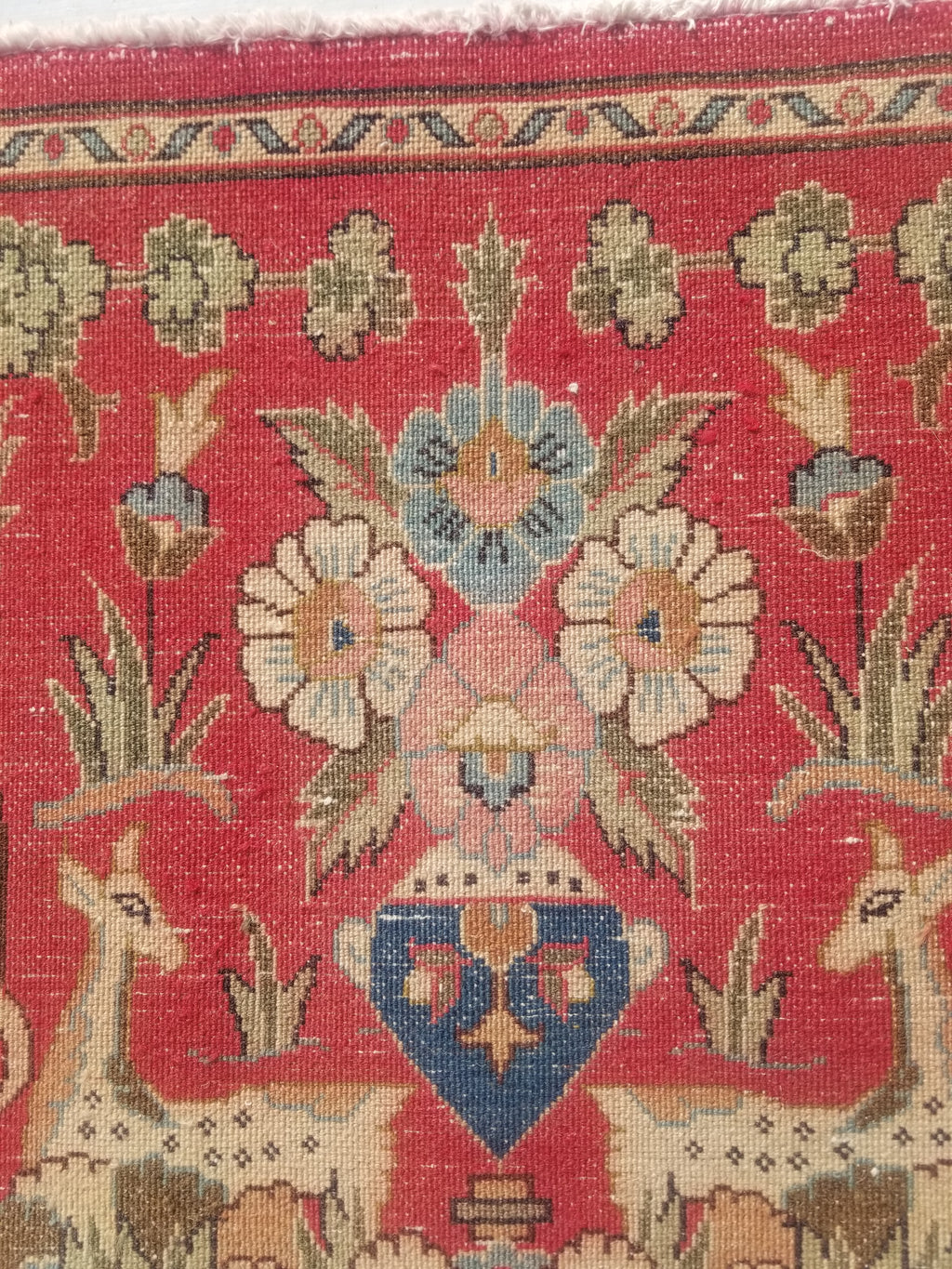 Distressed Antique Traditional Handmade Hamadan Wool Multicolor Rug 83x52cm