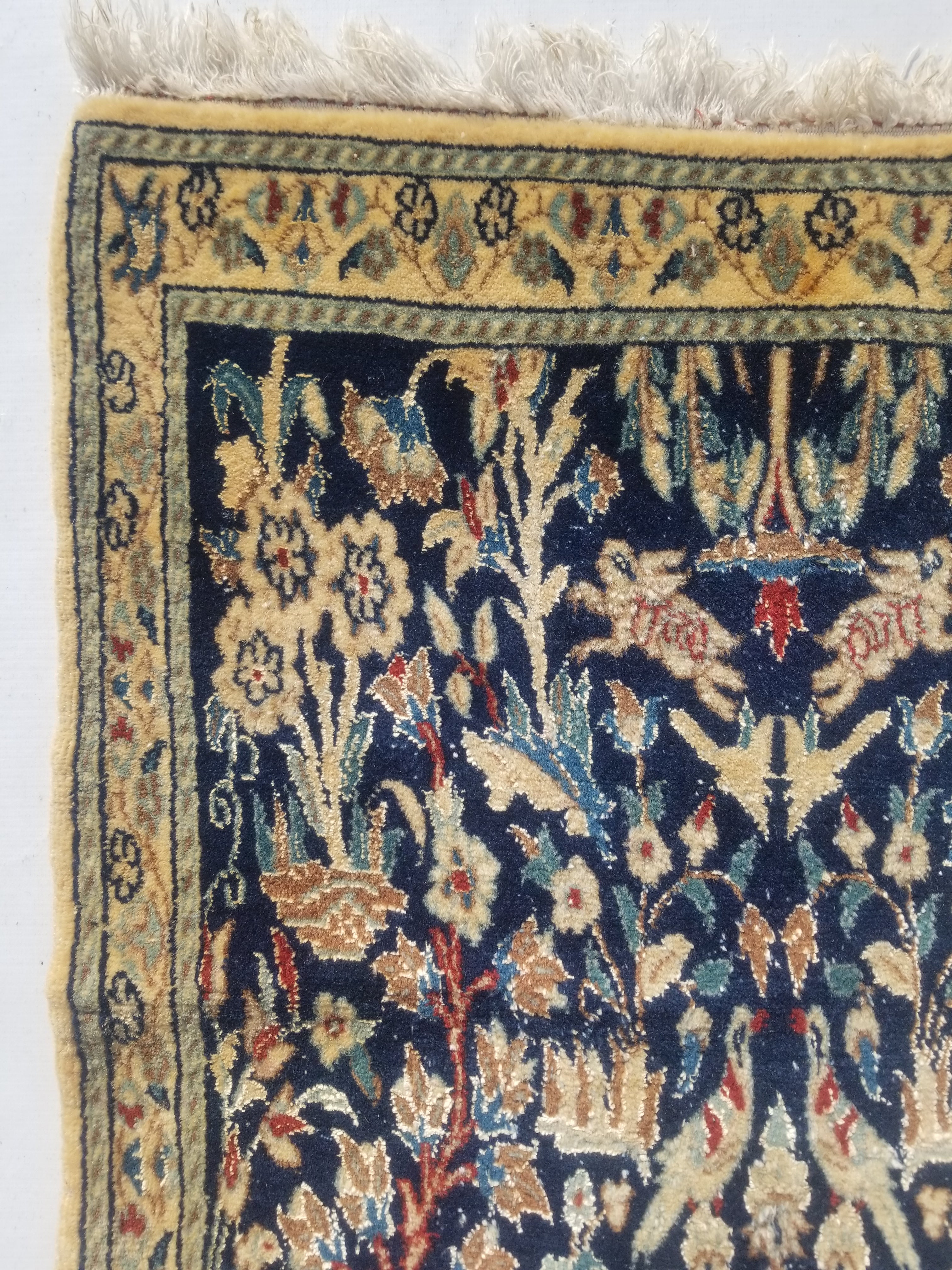 Distressed Vintage Traditional Handmade Oriental Wool Multicolor Rug 97x53cm