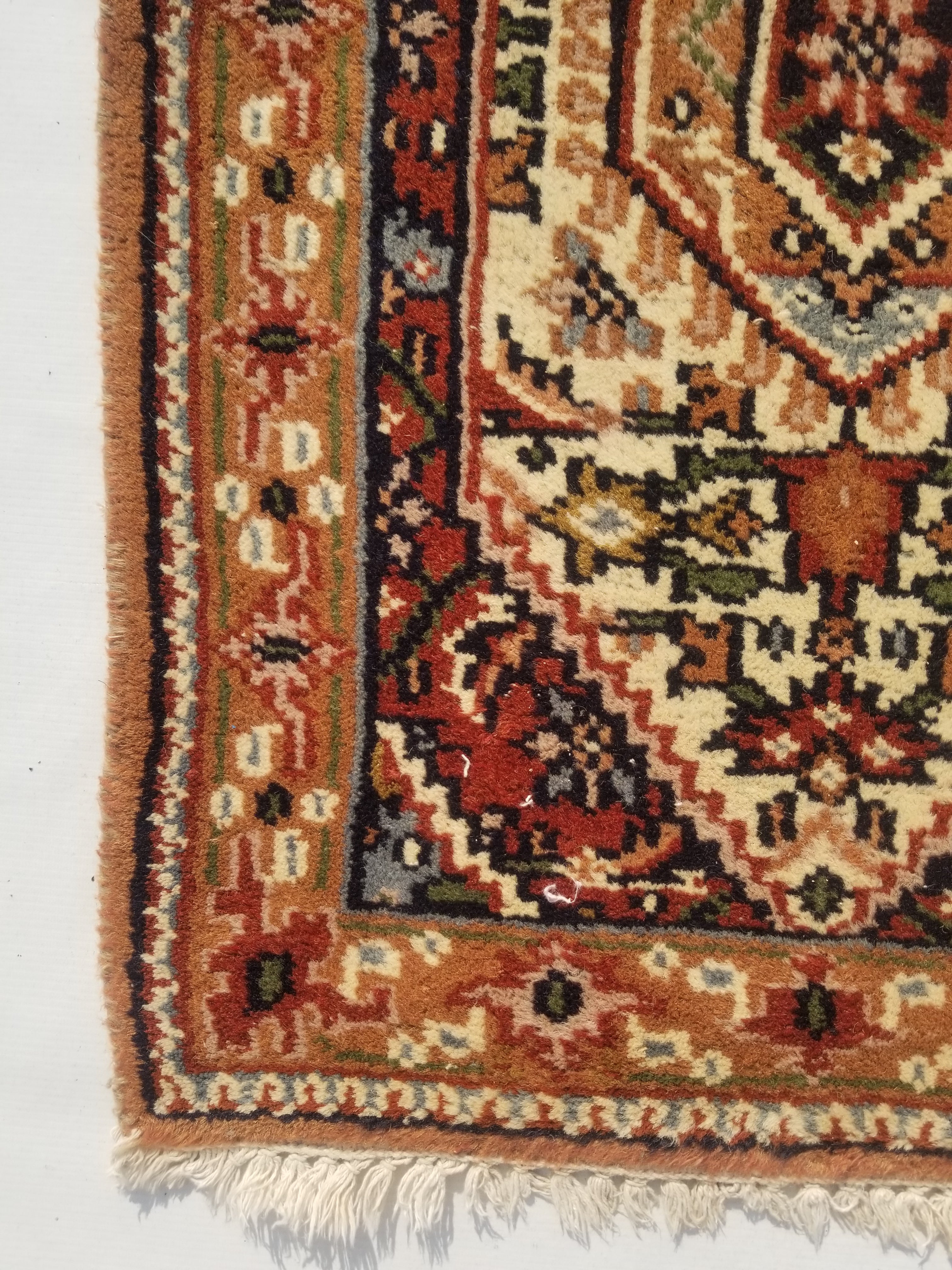 Vintage Traditional Handmade Oriental Wool Multicolor Rug 88x62cm
