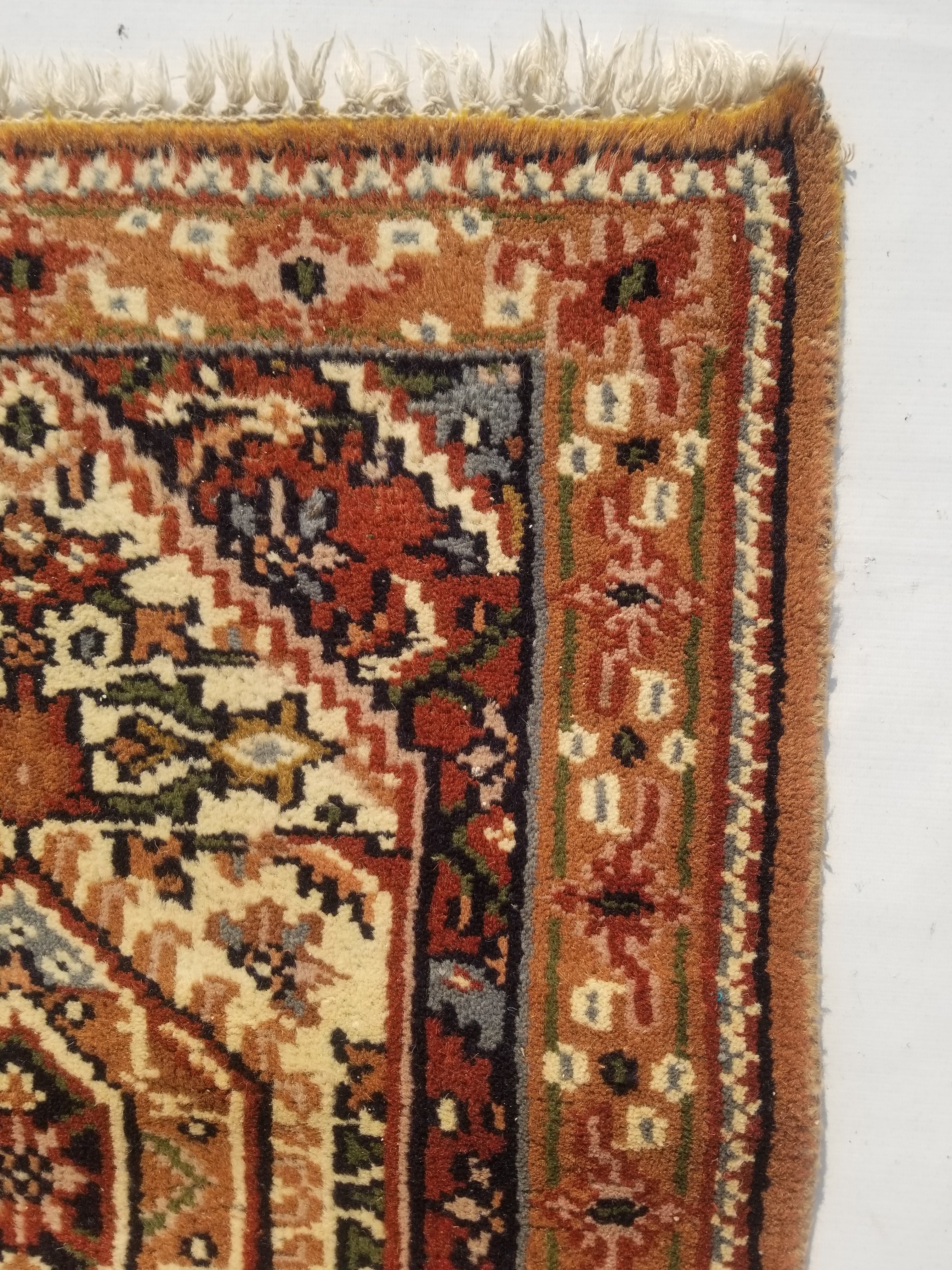 Vintage Traditional Handmade Oriental Wool Multicolor Rug 88x62cm