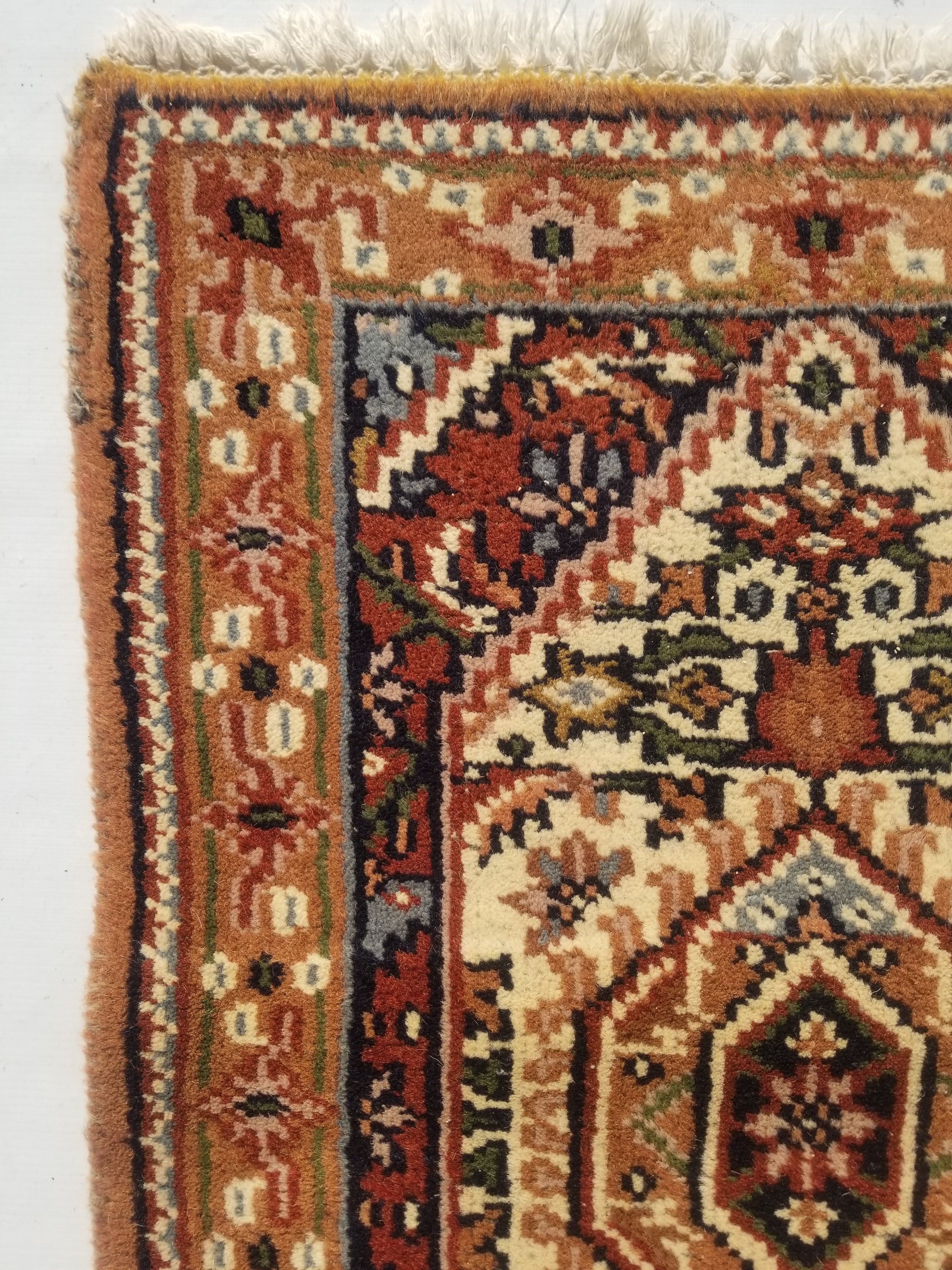 Vintage Traditional Handmade Oriental Wool Multicolor Rug 88x62cm