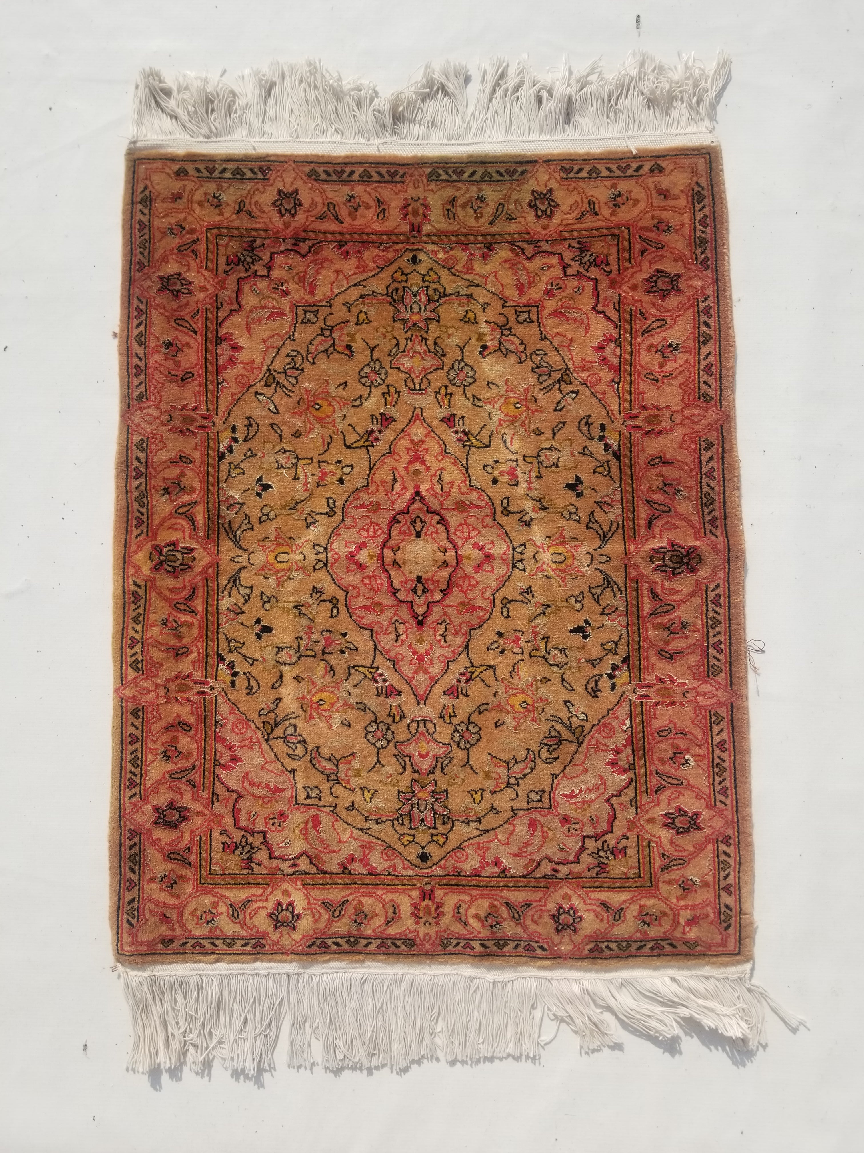 Vintage Traditional Handmade Oriental Wool Multicolor Rug 79x62cm