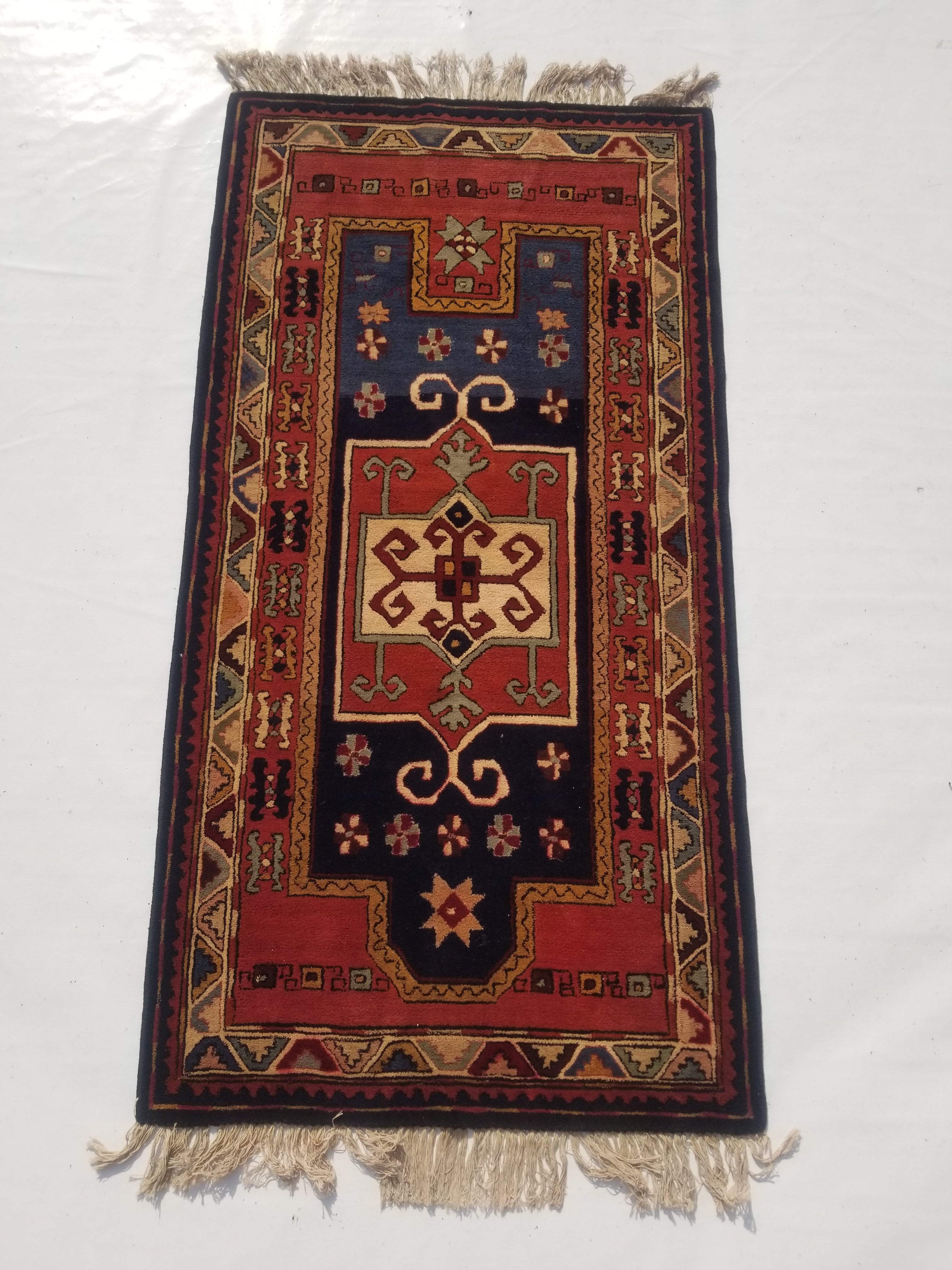 Vintage Traditional Handmade Turkish Wool Multicolor Rug 177x90cm