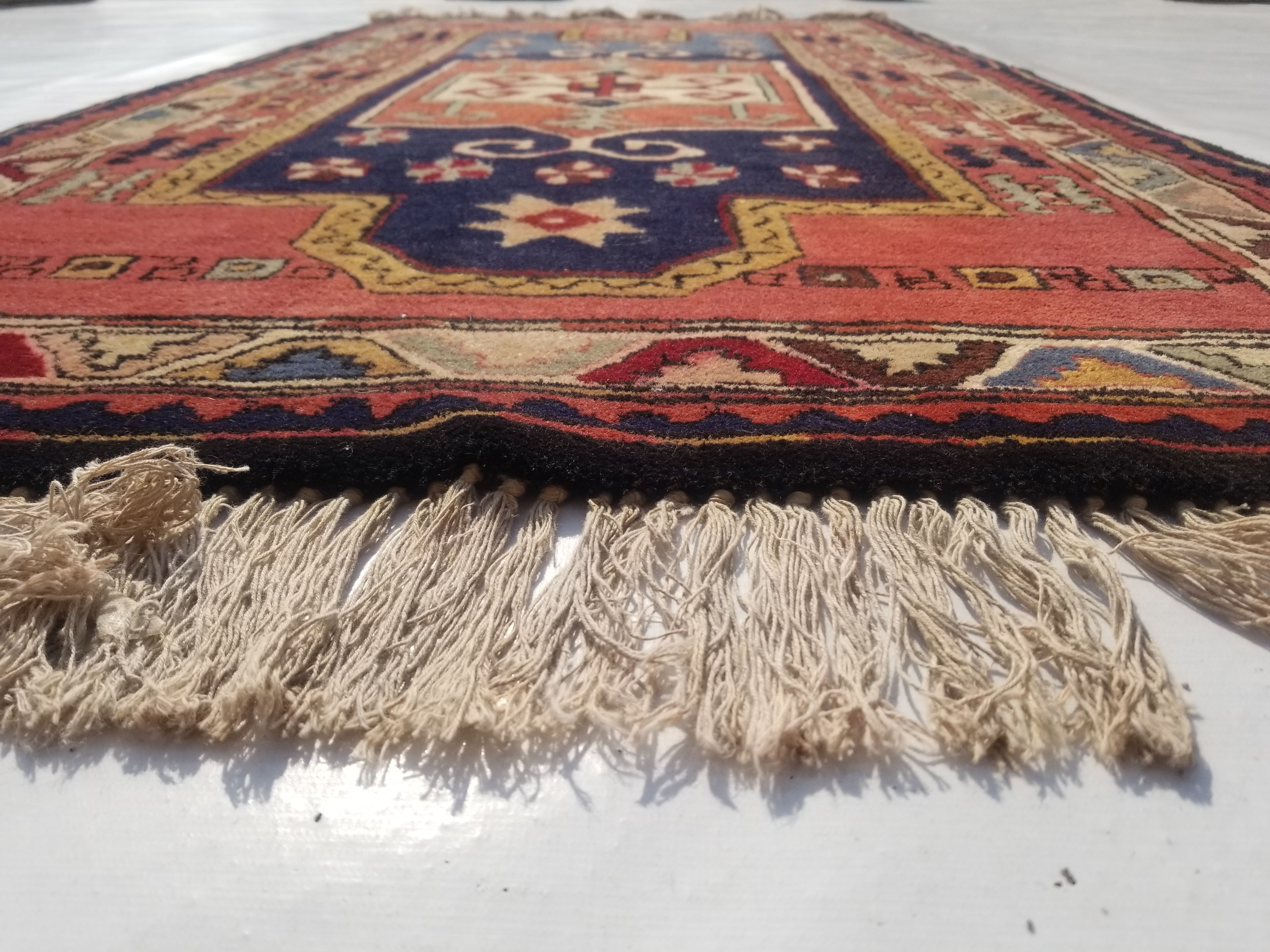 Vintage Traditional Handmade Turkish Wool Multicolor Rug 177x90cm