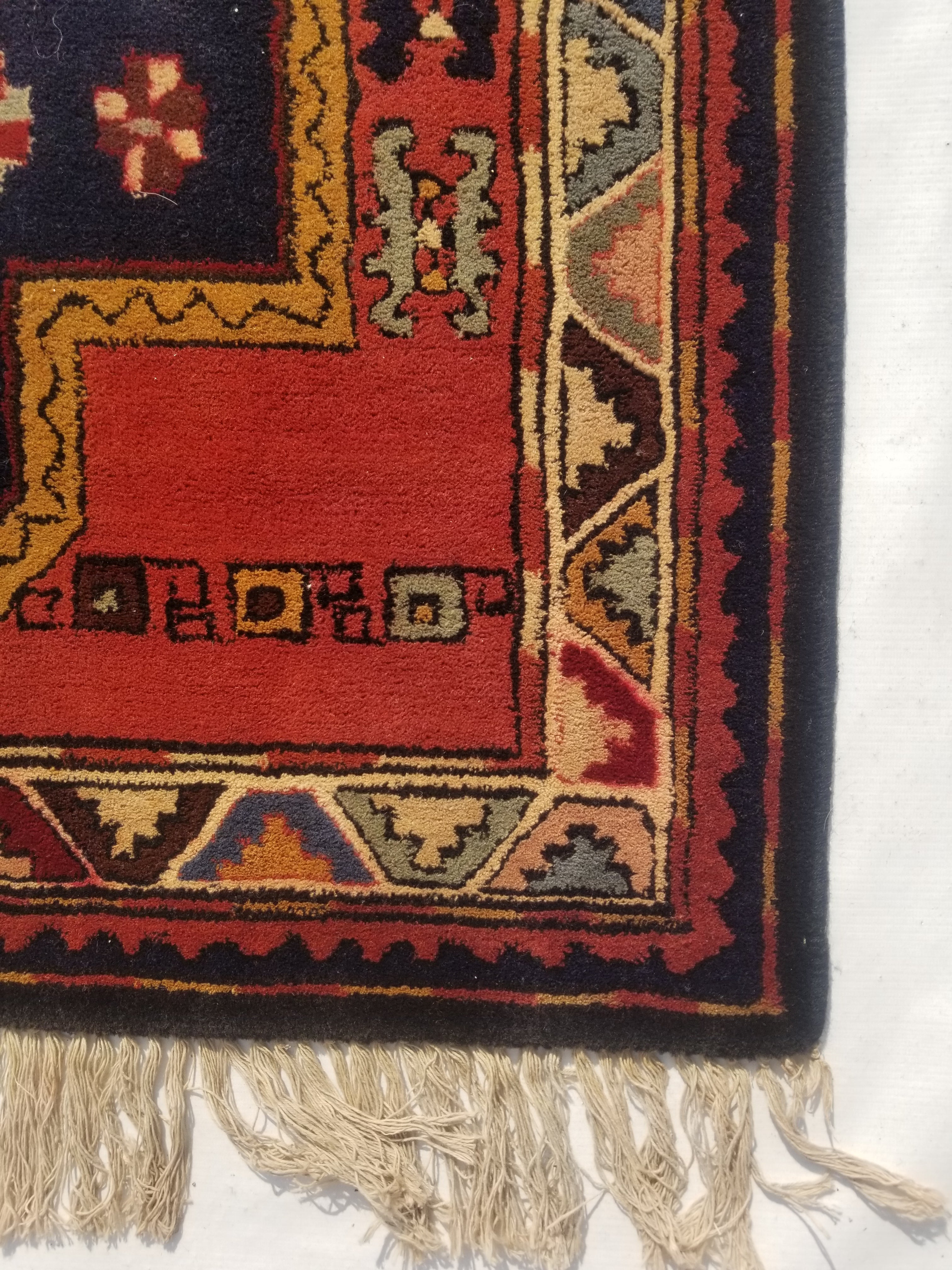 Vintage Traditional Handmade Turkish Wool Multicolor Rug 177x90cm