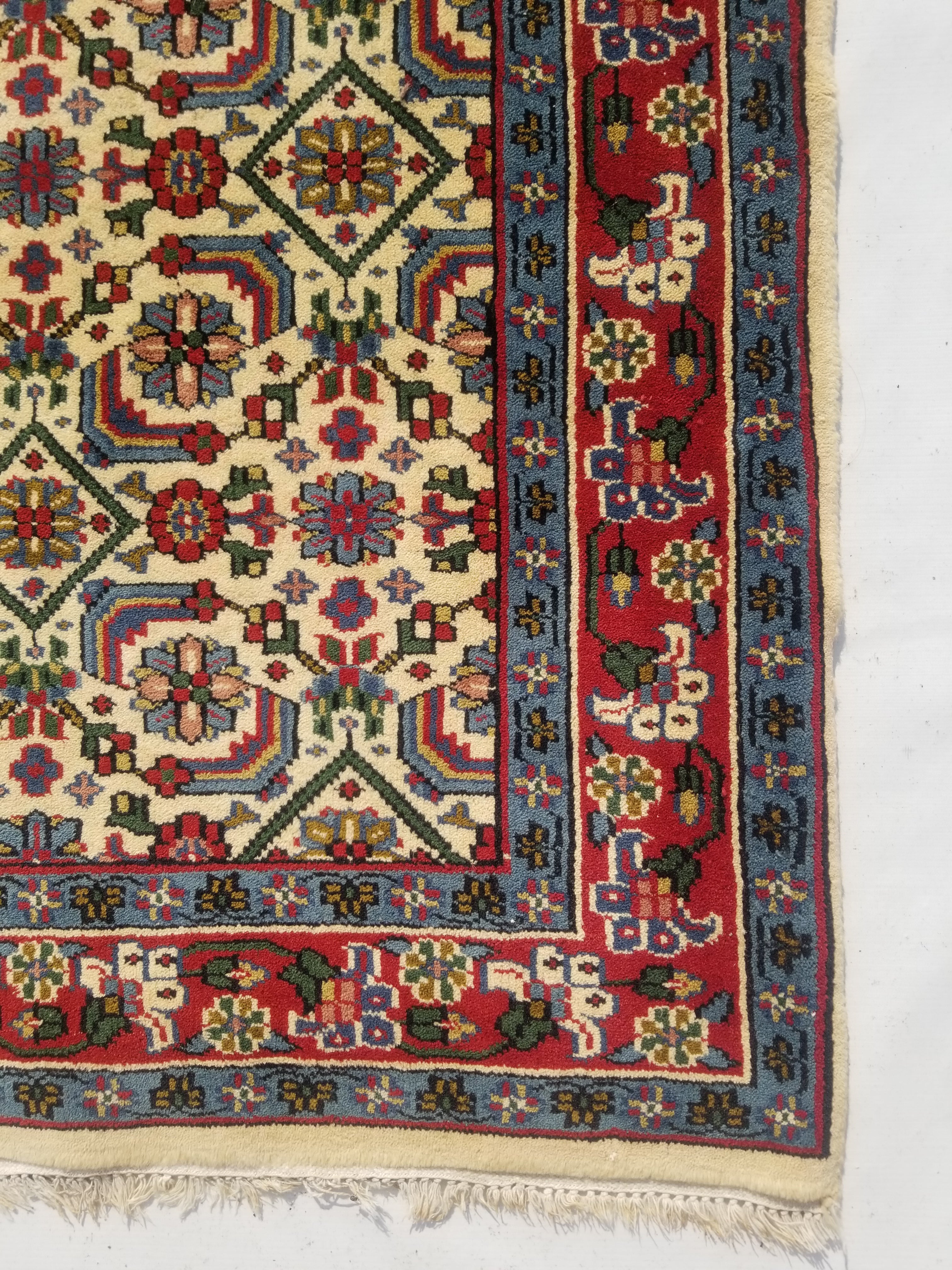 Vintage Traditional Handmade Oriental Wool Multicolor Runner Rug 324x86cm