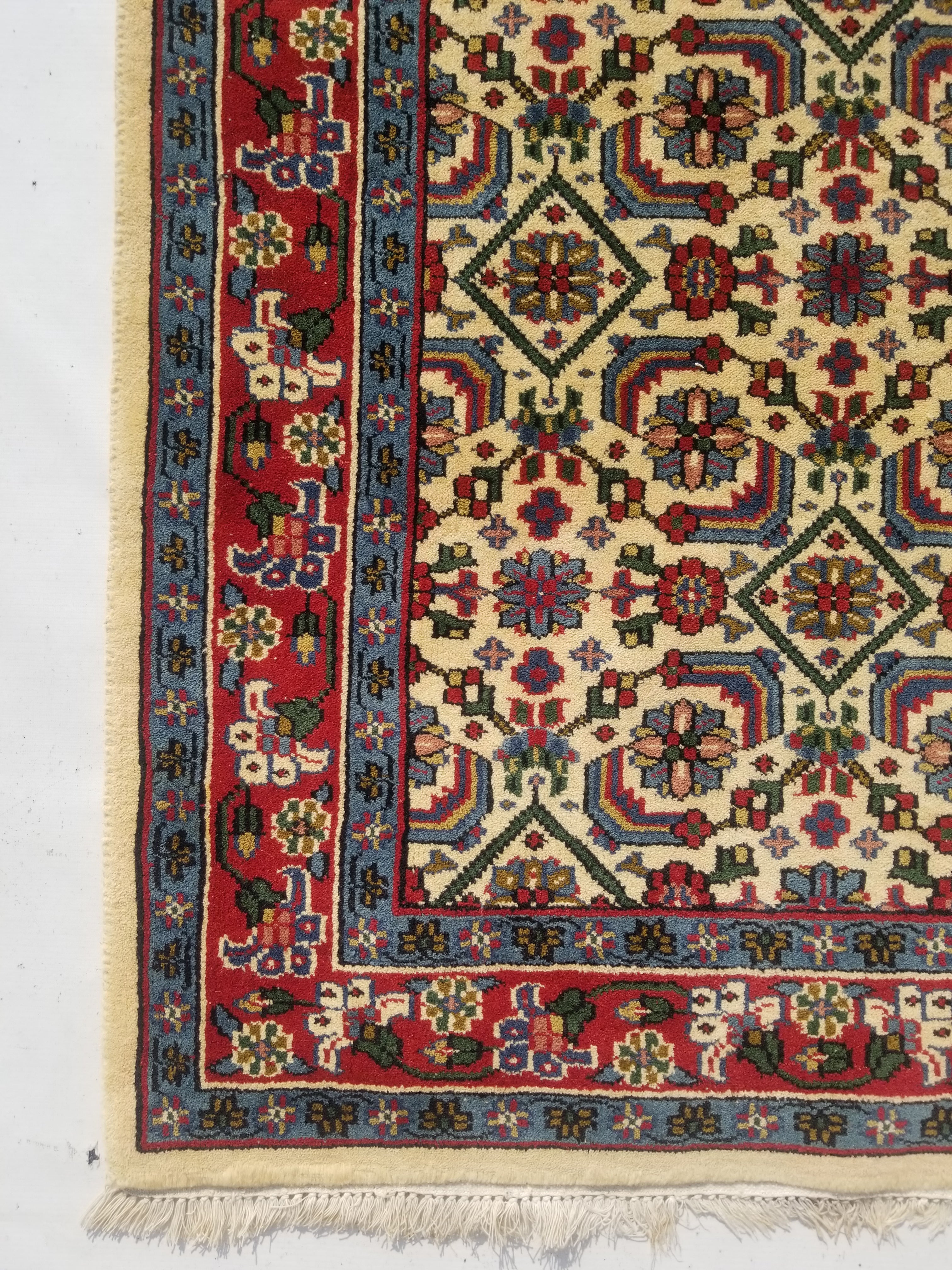 Vintage Traditional Handmade Oriental Wool Multicolor Runner Rug 324x86cm