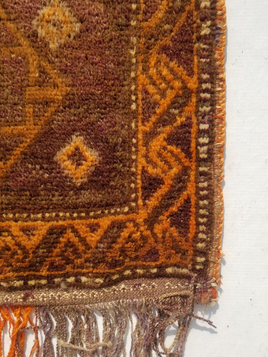 Distressed Antique Traditional Handmade Afghan Wool Multicolor Saddle Bag 55x51c