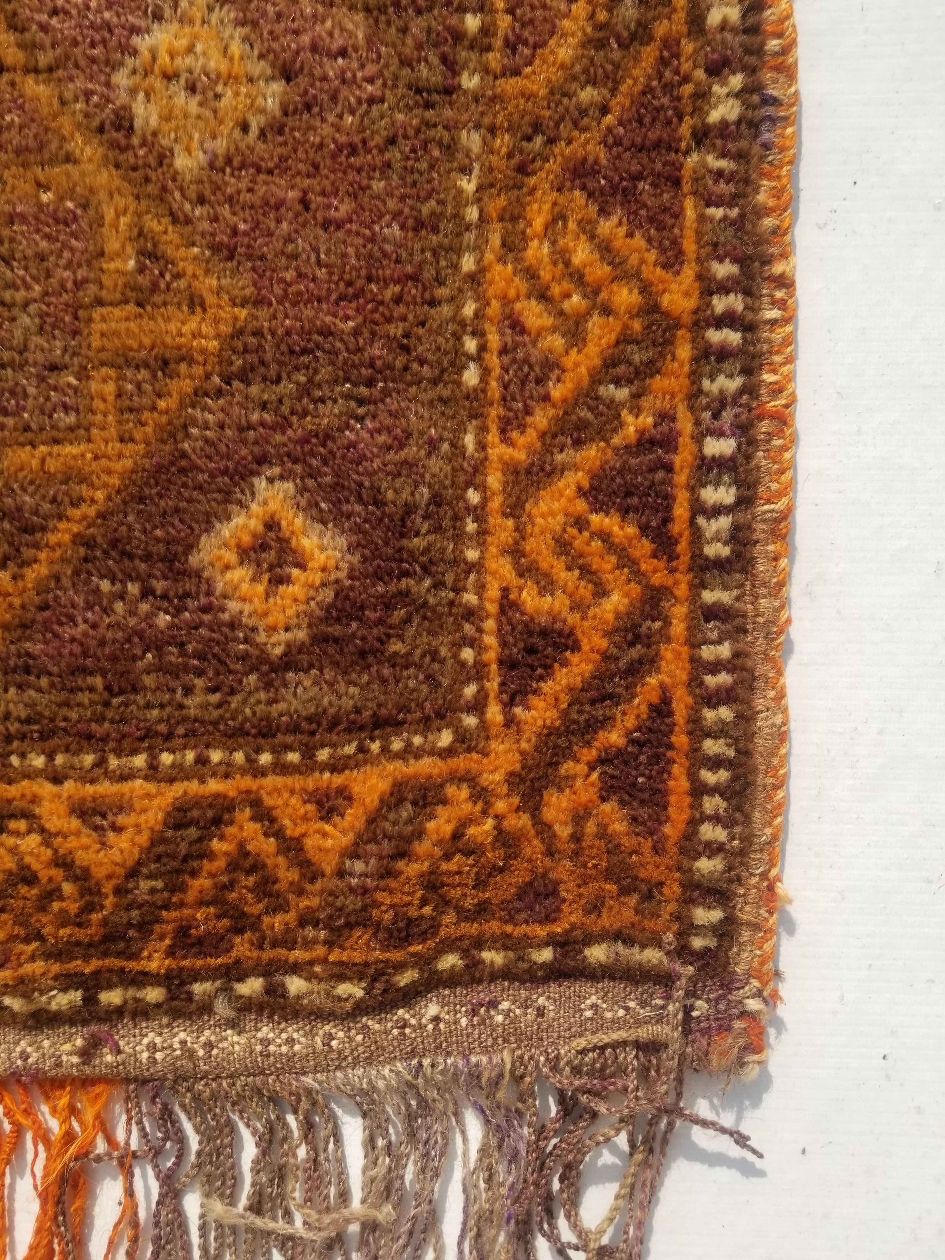 Distressed Antique Traditional Handmade Afghan Wool Multicolor Saddle Bag 55x51c