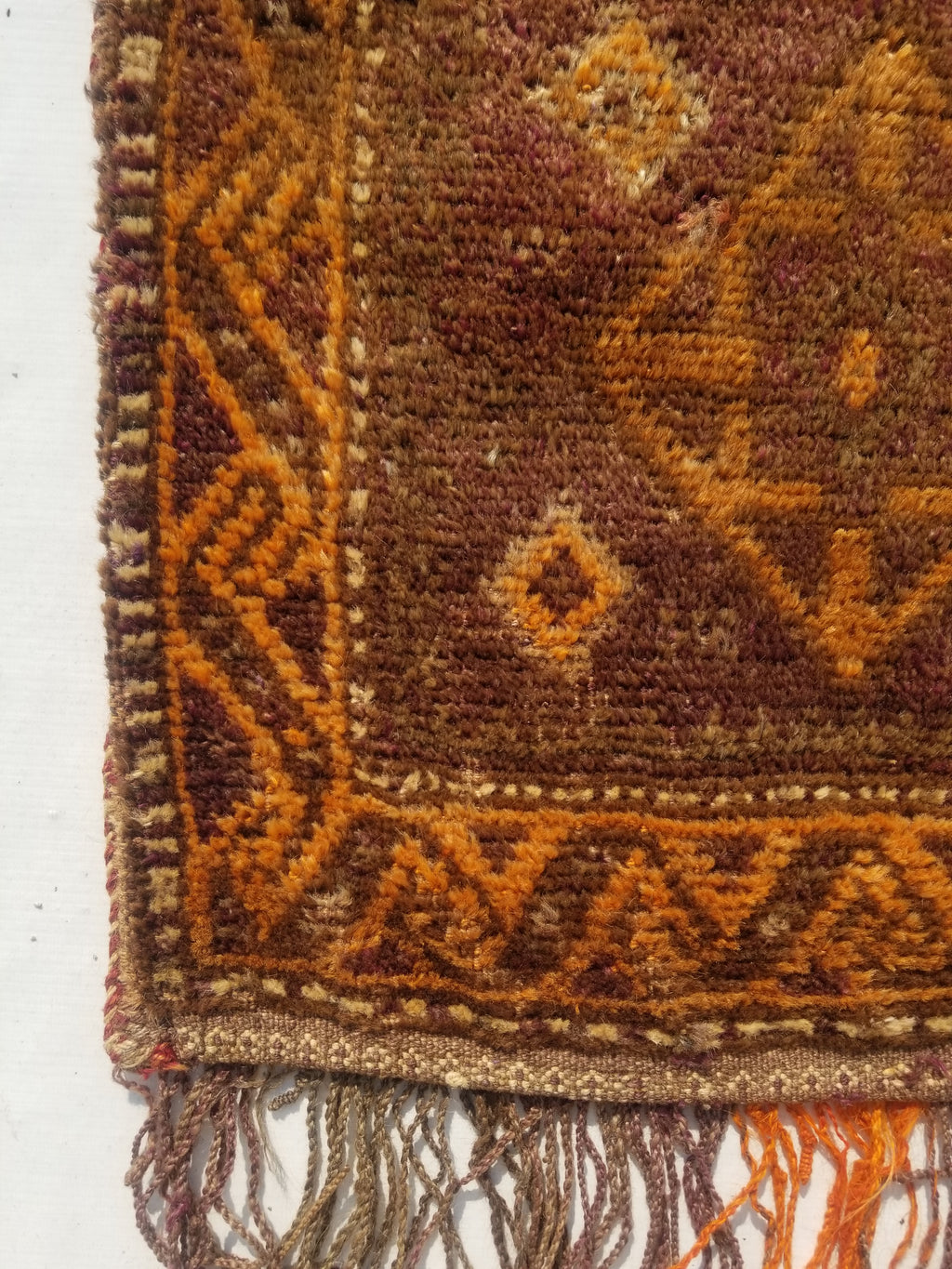 Distressed Antique Traditional Handmade Afghan Wool Multicolor Saddle Bag 55x51c