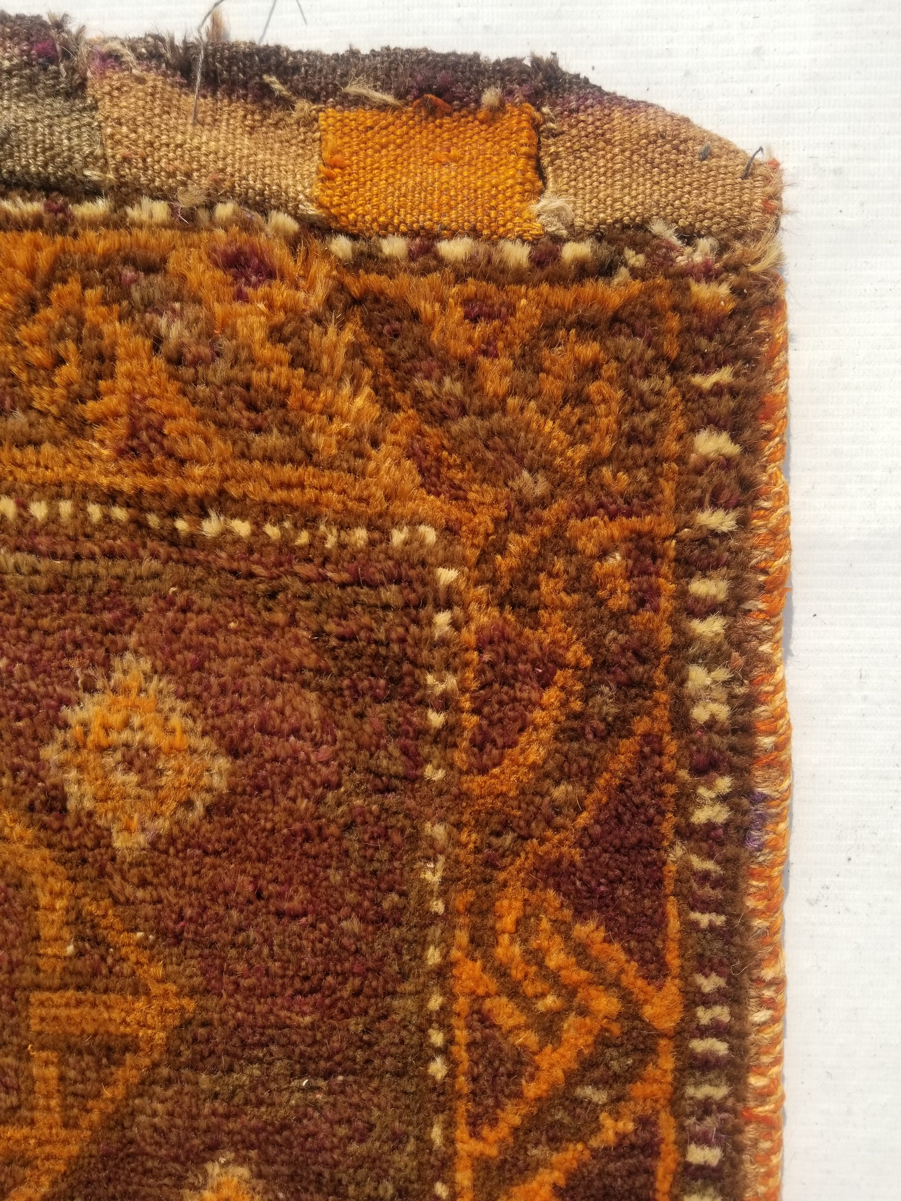 Distressed Antique Traditional Handmade Afghan Wool Multicolor Saddle Bag 55x51c