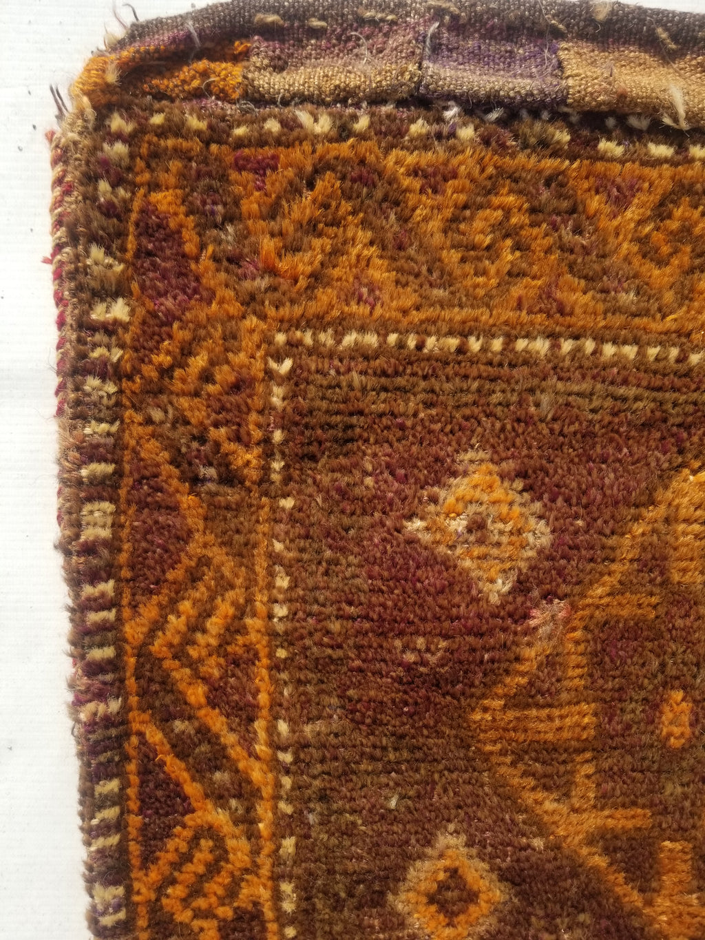 Distressed Antique Traditional Handmade Afghan Wool Multicolor Saddle Bag 55x51c
