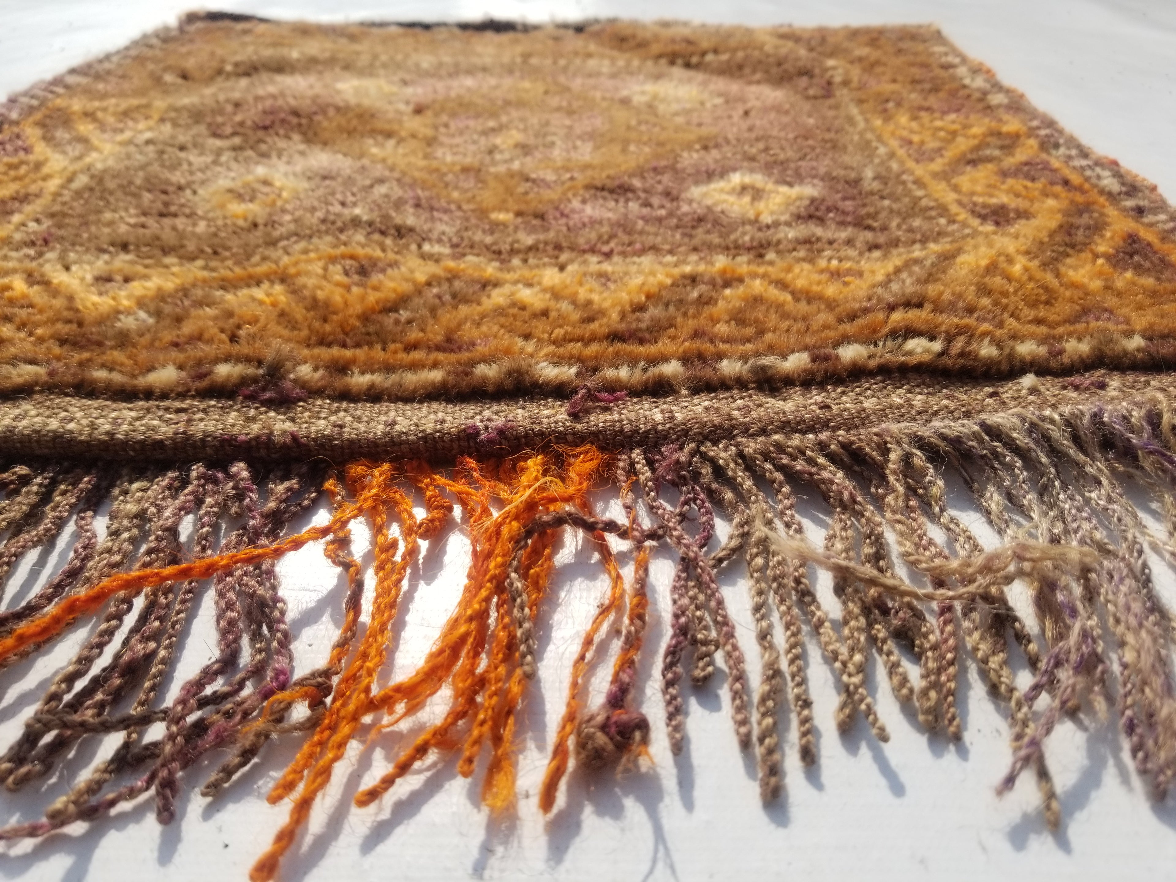 Distressed Antique Traditional Handmade Afghan Wool Multicolor Saddle Bag 55x51c