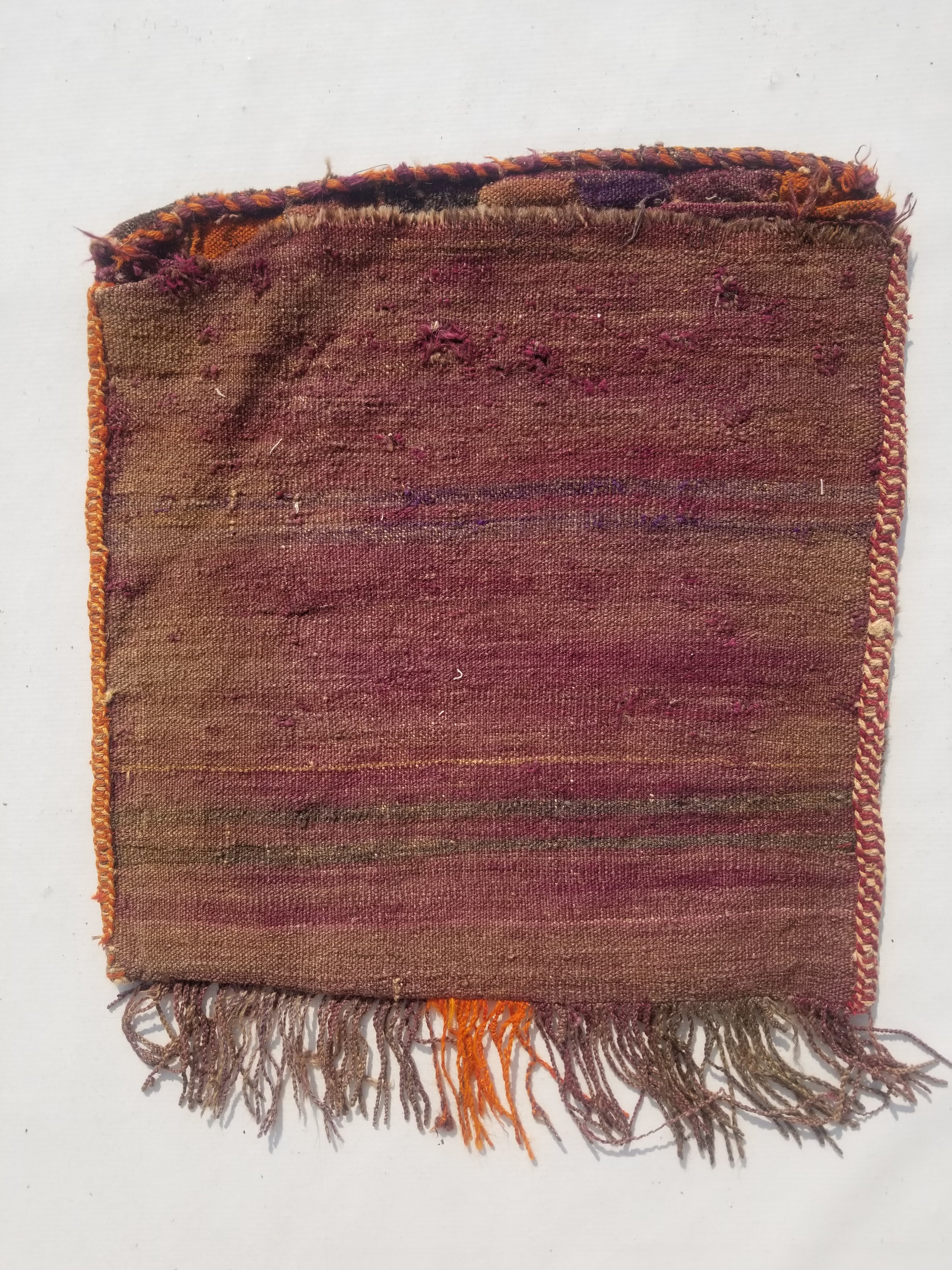 Distressed Antique Traditional Handmade Afghan Wool Multicolor Saddle Bag 55x51c